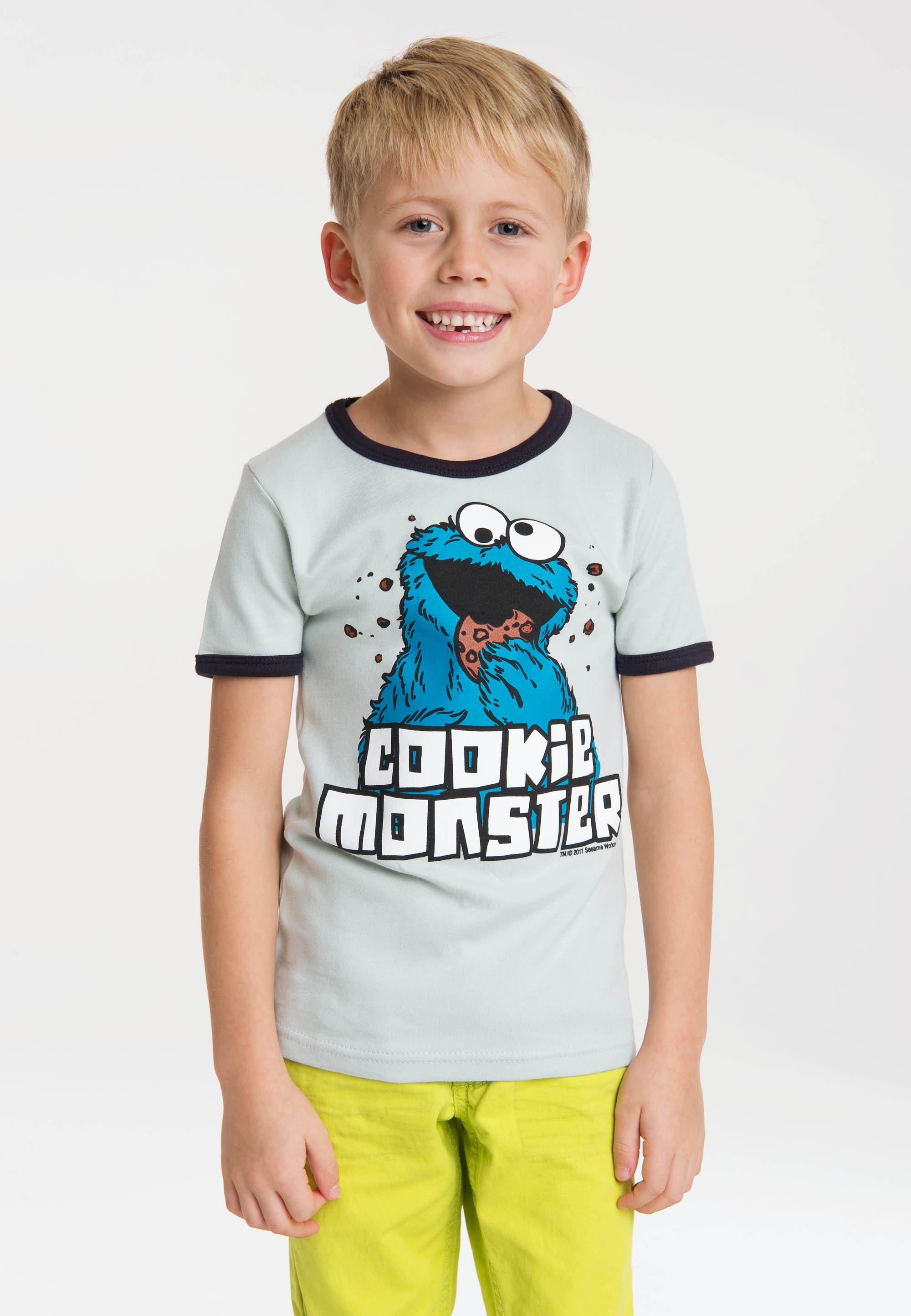 preisdruck LOGOSHIRT T-Shirt mit Sesamstraße Krümelmonster-Frontdruck - niedlichem Krümelmonster