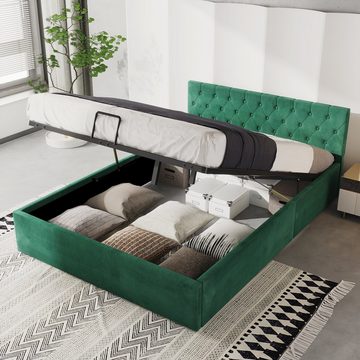 REDOM Polsterbett Doppelbett Holz Bett Funktionsbett Holzbett ohne Matratze Hydraulisch (140 x 200 cm/180 x 200 cm mit Stauraum)