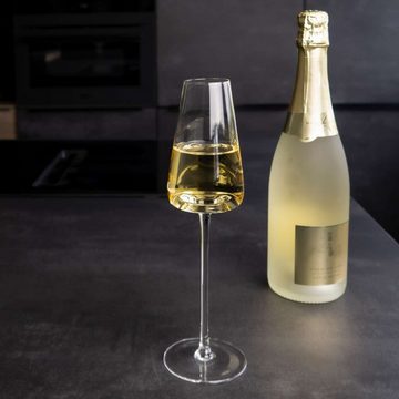 Intirilife Champagnerglas, Glas, 2x Champagner Sekt Kristall Glas modernes Design 220 ml