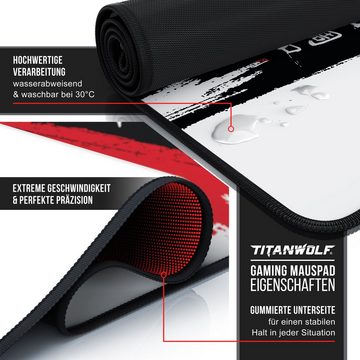 Titanwolf Gaming Mauspad XXL Speed Mousepad 900 x 400 x 3 mm, Schreibtischauflage, abwaschbar, rutschfeste Rückseite, Geschwindigkeit & Präzision, Japan Ink Letters