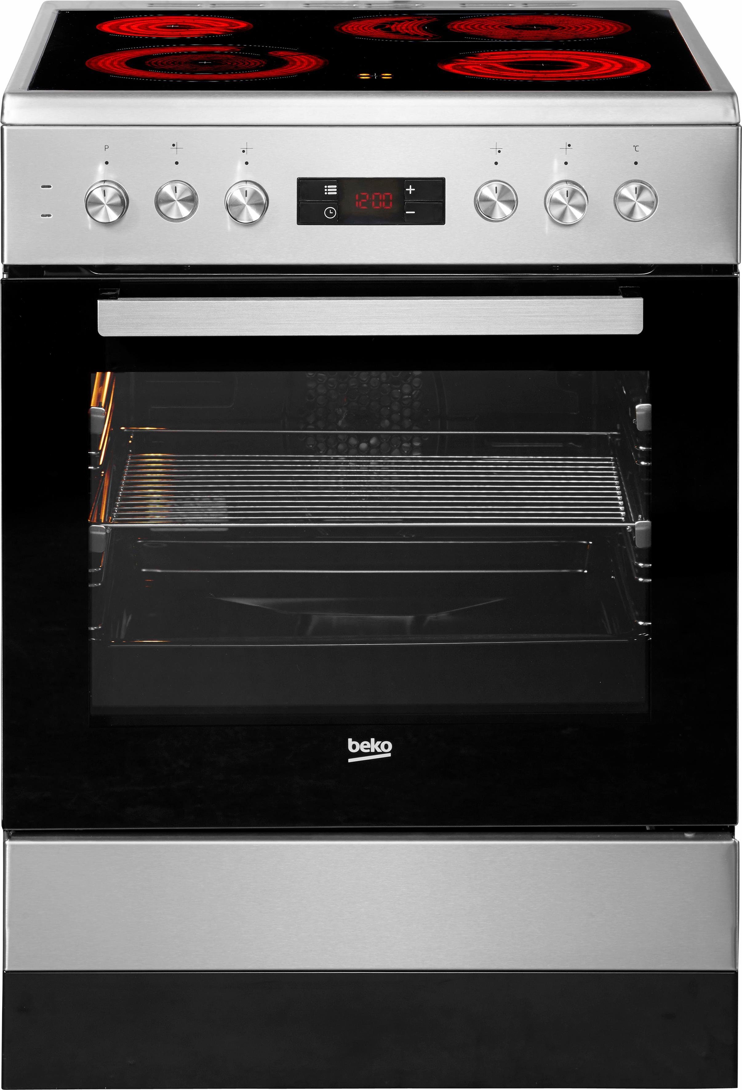 BEKO Elektro-Standherd FSM67320DXT, mit Backauszug, Simple Steam Reinigungsfunktion - BEKO