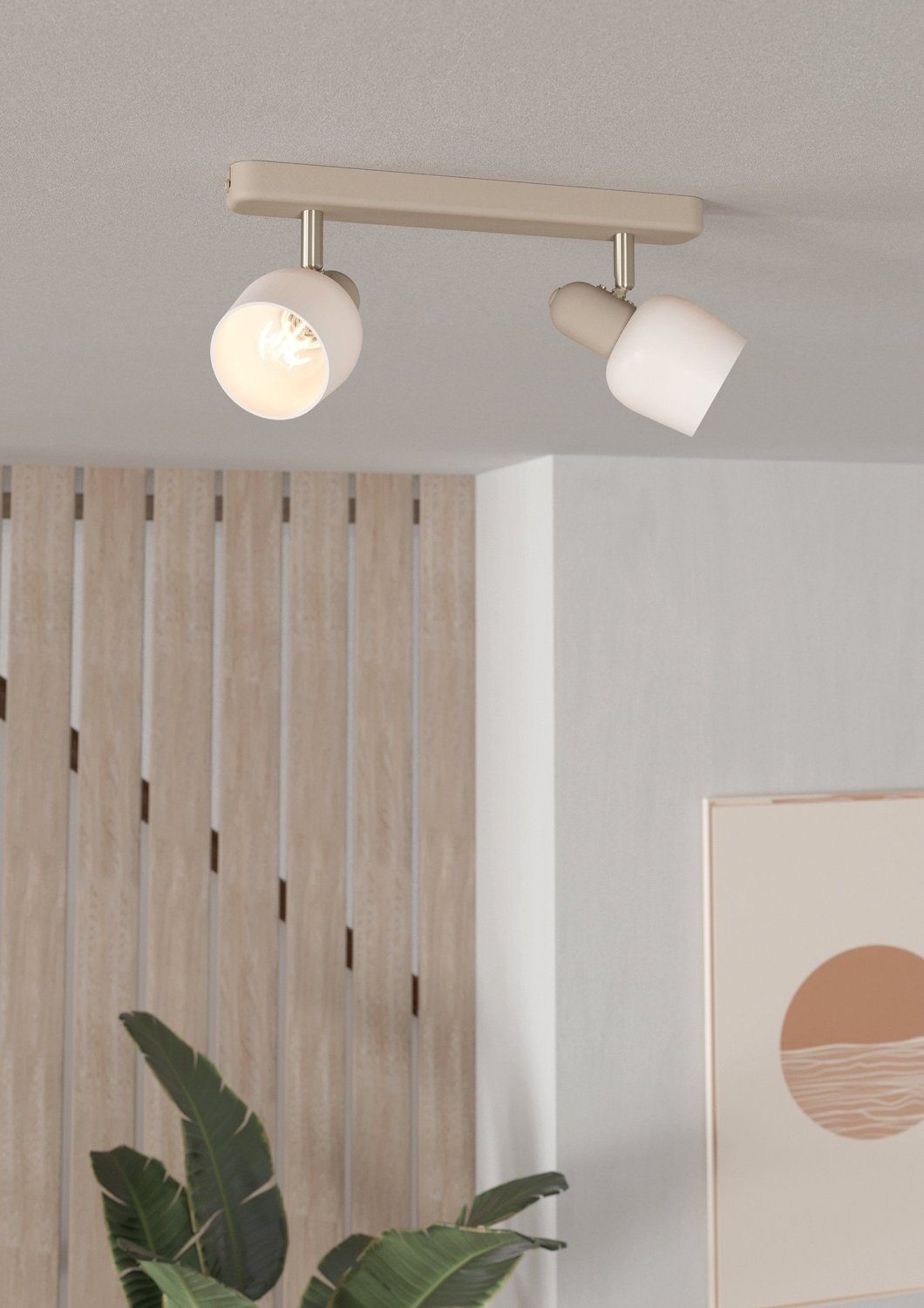 EGLO Deckenstrahler CORATO, Weiß, Beige, 2-flammig, günstig online kaufen