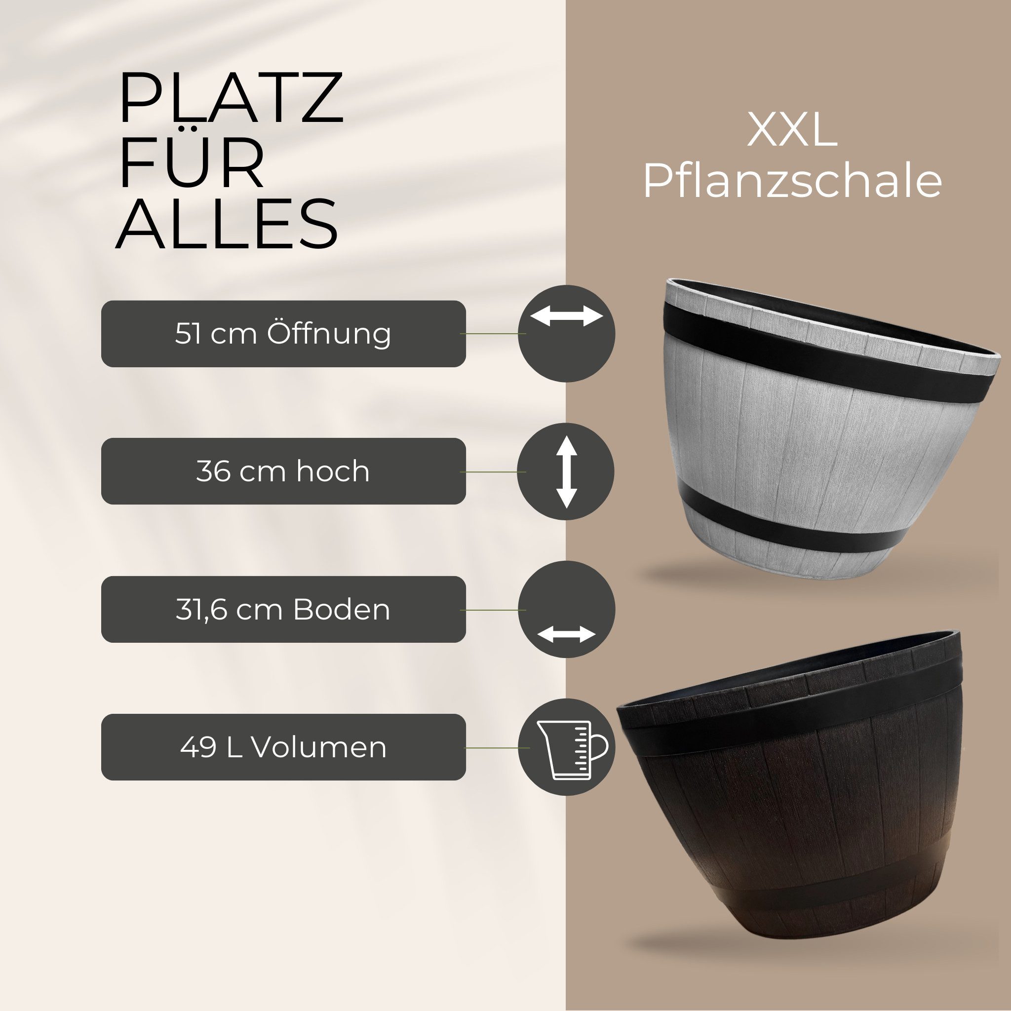 matches21 HOME & HOBBY Blumentopf Große Holzfass-Optik Pflanzschale braun f günstig online kaufen