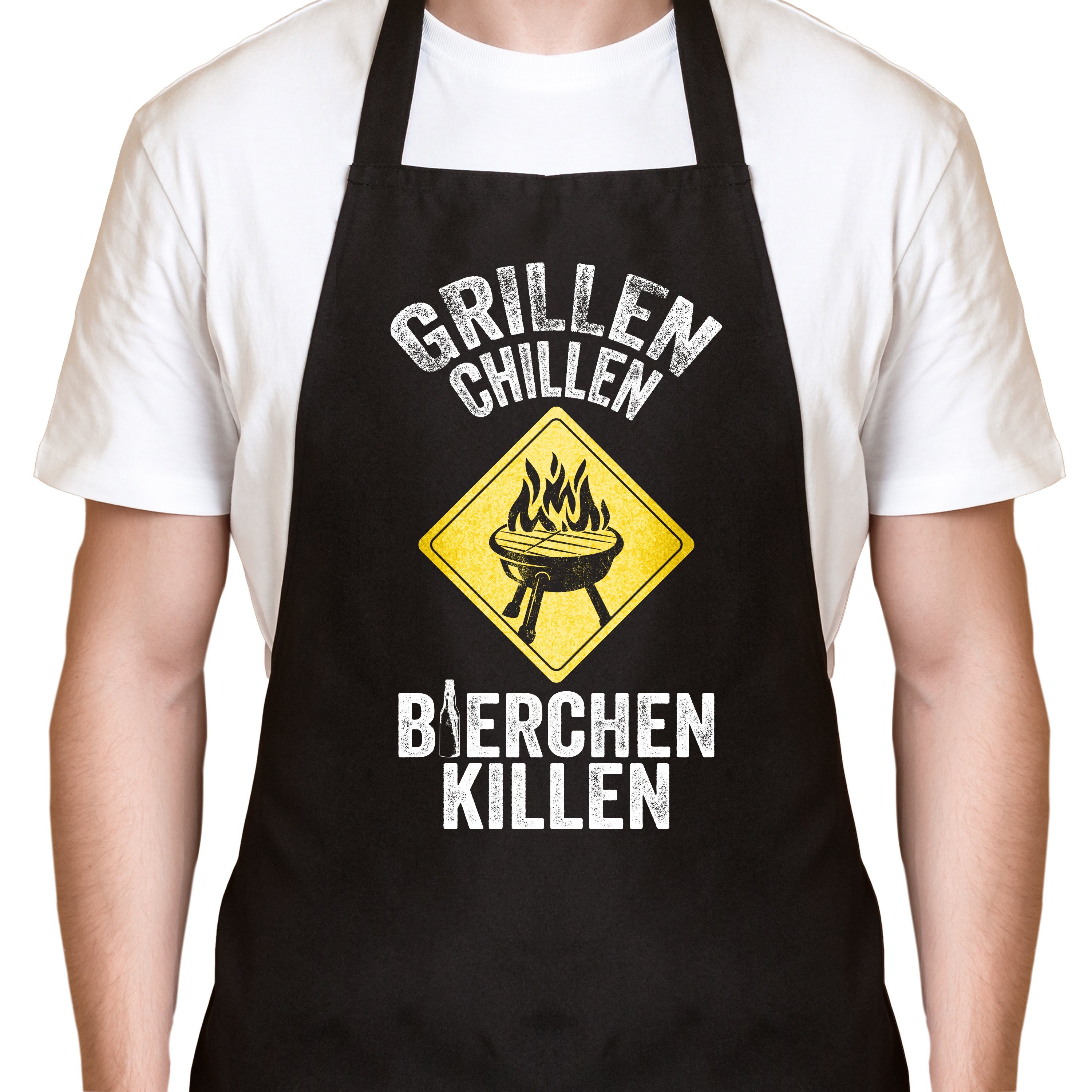 YORA Grillschürze für Männer lustig, (Set, 2-tlg., Grillschürze + personalisierbarer Urkunde), das perfekte Geschenk für alle Männer, die Grillen lieben
