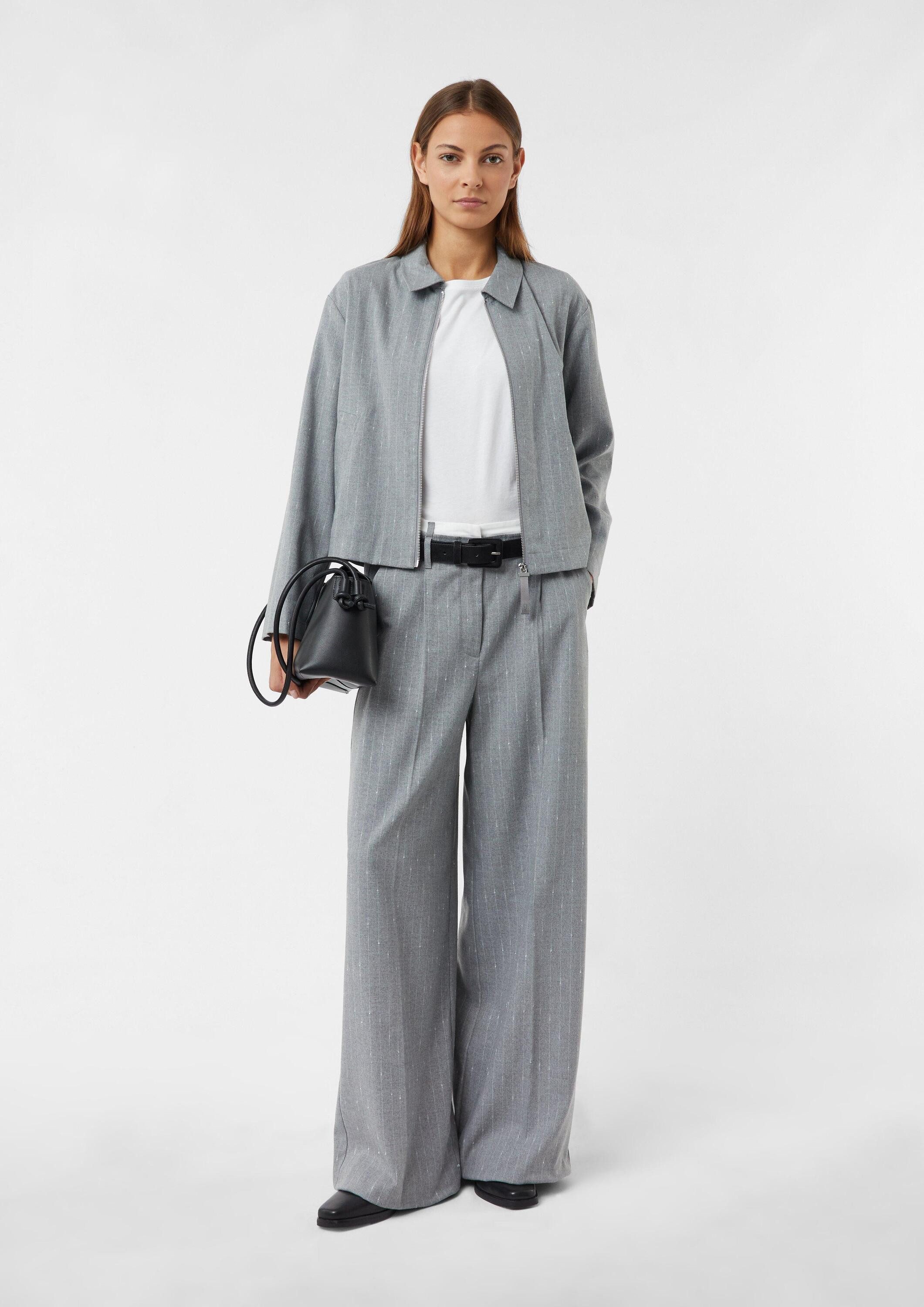 comma Chinos Hose Wide Leg-Nadelstreifenhose mit angesetztem Kontrastbund günstig online kaufen