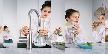 QUOOKER Küchenarmatur QUOOKER FLEX Zugauslauf Kupfer Rose' Combi B mit CUBE 2 (22XRCOCUBE) (2-St) 100°C Kochendwasserhahn mit Trinkwassersystem