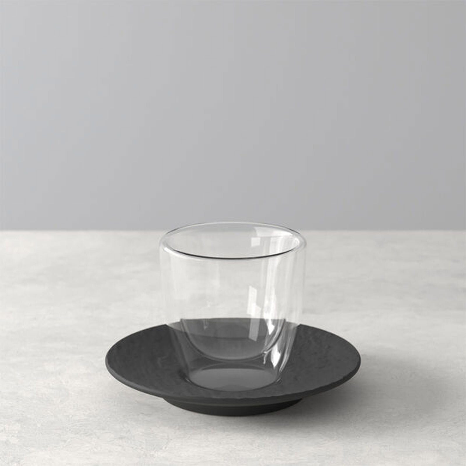 Villeroy & Boch Thermoglas Manufacture Rock Espressogläser mit Untertassen, 12-tlg., Material-Mix