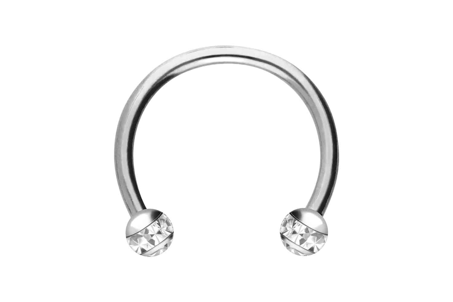 Piercing-Set Chirurgenstahl Hufeisenring EPOXY-RING-KUGELN + KRISTALLE