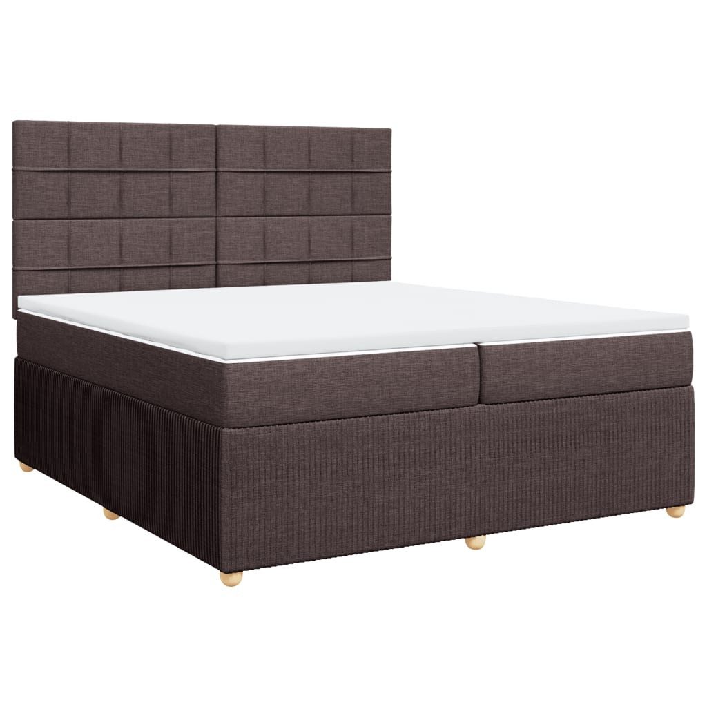 vidaXL Bett Boxspringbett mit Matratze Dunkelbraun 200x200 cm Stoff