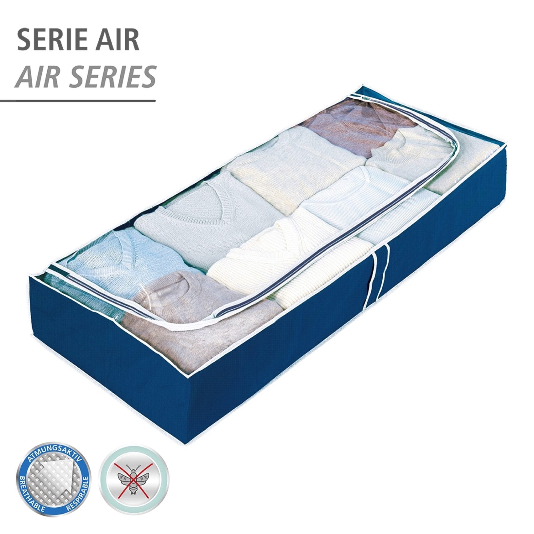 WENKO Unterbettkommode Modell Air (Set, 4 St), für Saisontextilien, mit Sichtfenster und 3-Seiten-Reißverschluss