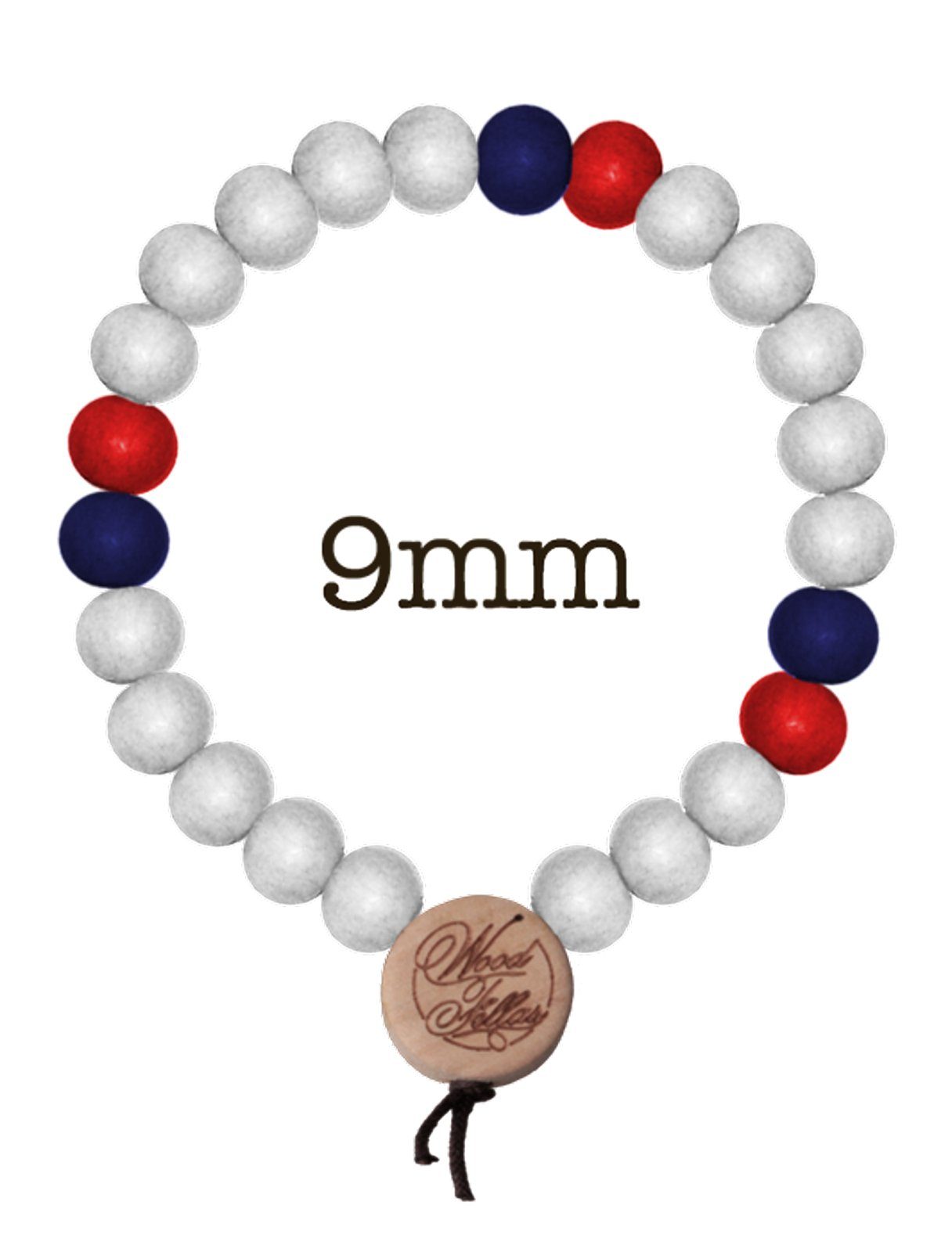 WOOD FELLAS Armband WOOD Perlen-Armband Holz-Schmuck moderner Deluxe Weiß/Rot/Navy Hals-Schmuck FELLAS Bracelet Pearl