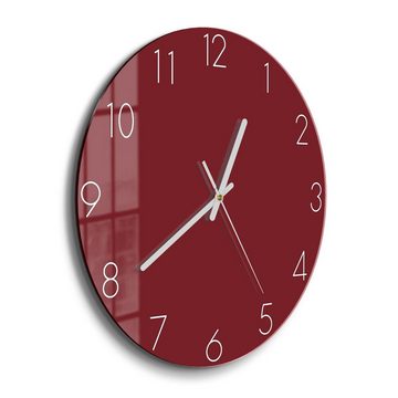 DEQORI Wanduhr 'Unifarben - Dunkelrot' (Glas Glasuhr modern Wand Uhr Design Küchenuhr)