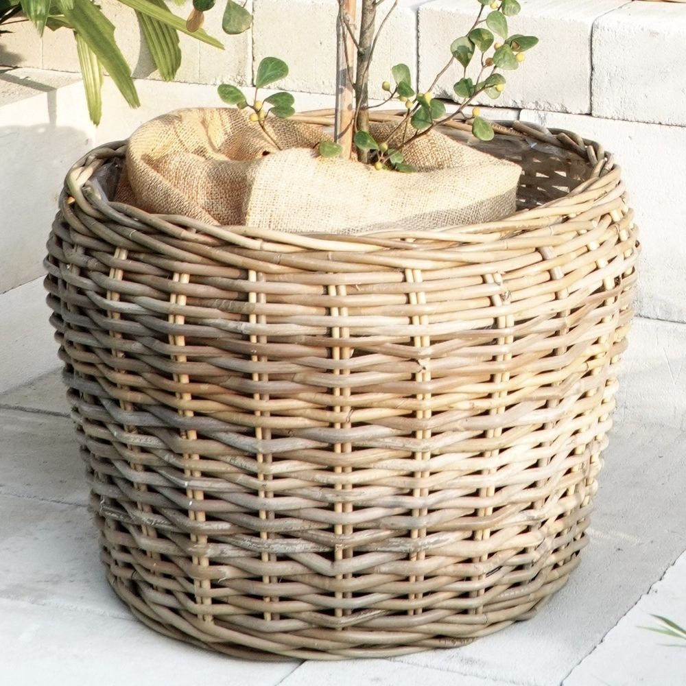 LebensWohnArt Dekokorb Natur Rattankorb GINI Natural Grey ca.32x28cm Pflanz günstig online kaufen