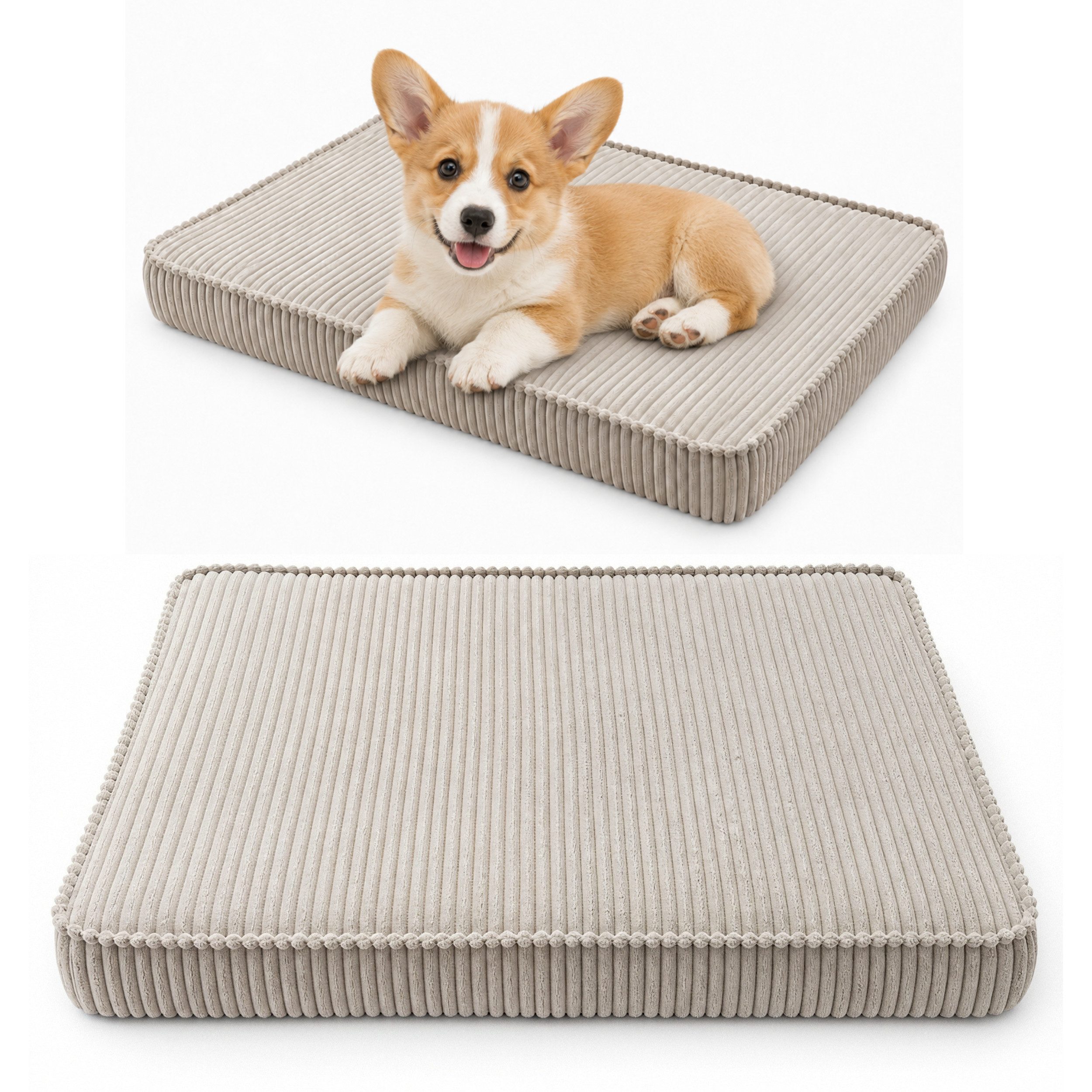 FORTISLINE Hundebett HUNDEBETT HUNDEKISSEN HUNDEMATTE CORD BEIGE 45x65x8 CM, Cord