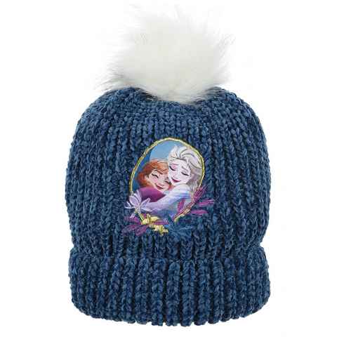 Disney Frozen Bommelmütze Eiskönigin Anna und Elsa Kinder Mädchen Winter-Mütze Strick Mütze