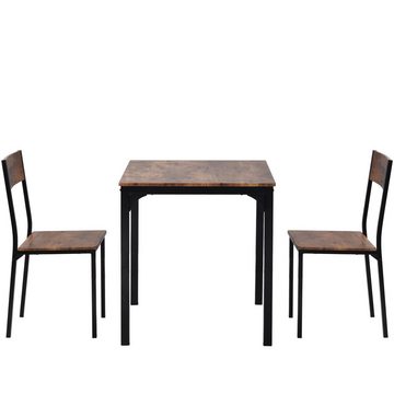 XDeer Essgruppe Sitzgruppe, Esszimmergruppe Esstisch mit 2 Stühlen 70*70*75cm