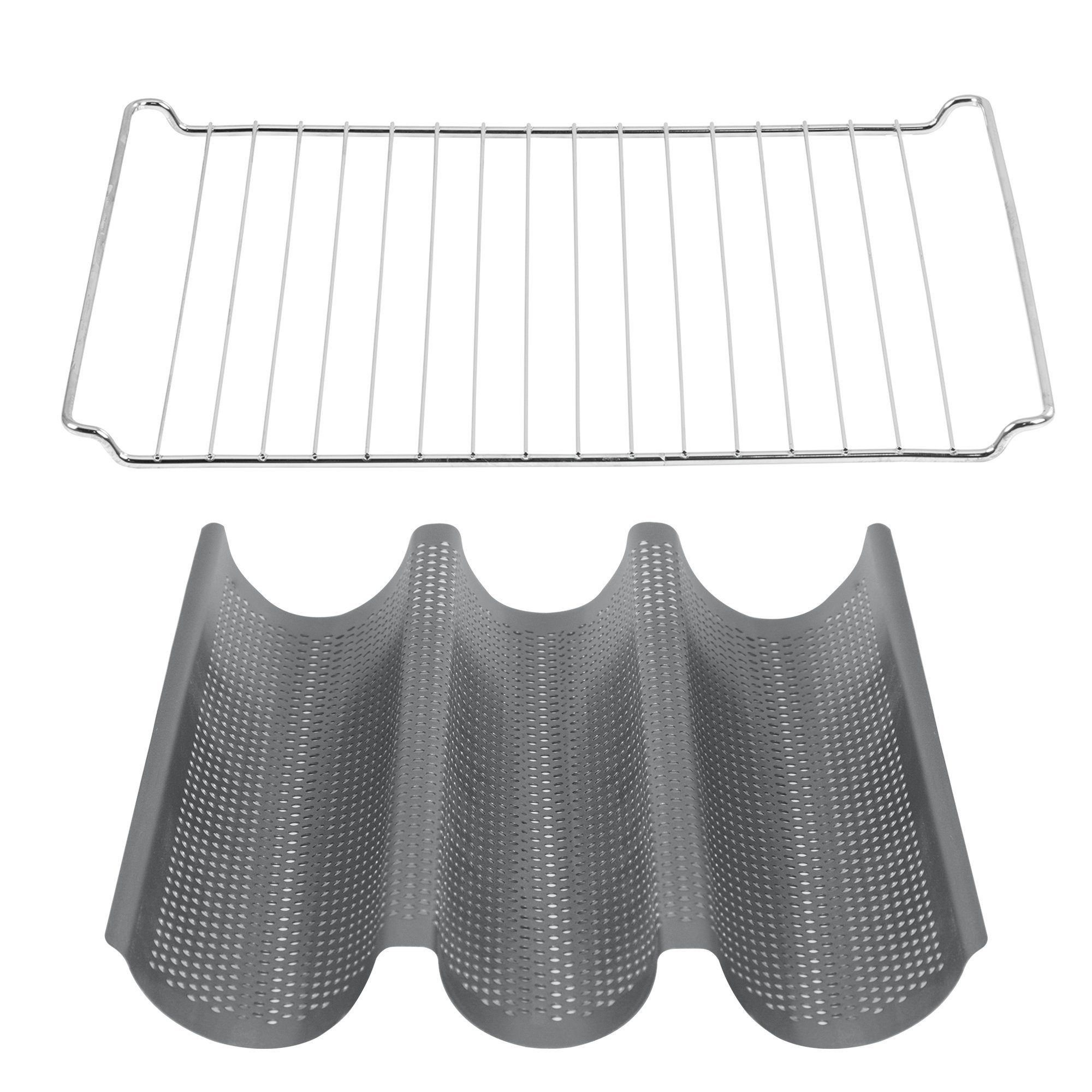 ICQN Baguetteblech x 34 Gitter cm backform 44.5 für Antihaftbeschichtung, Mulden, Backofenrost 3 mit Baguette set, Bagettebackblech