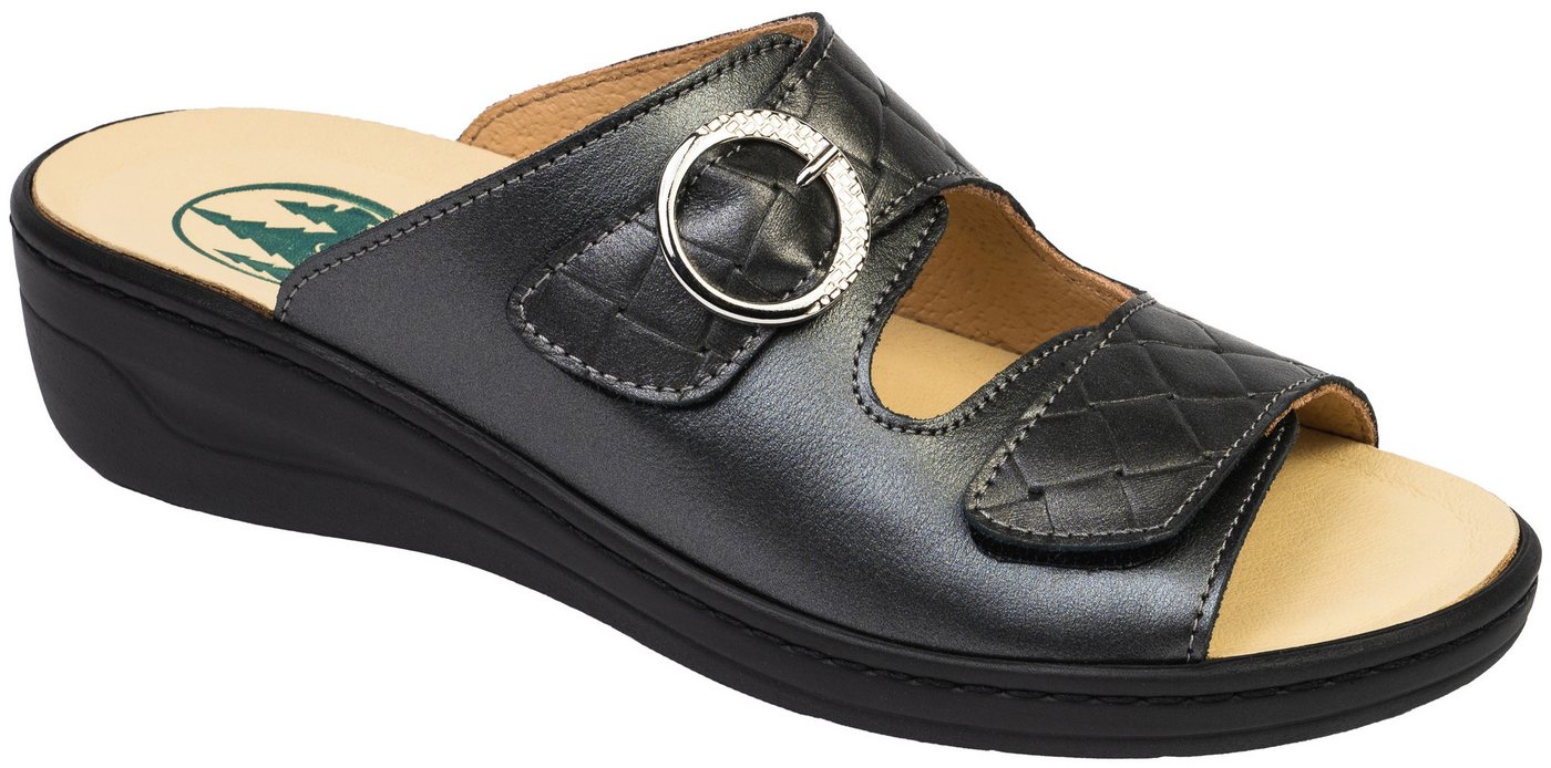 Franken-Schuhe Art. 3040-F3 Farbe: anthrazit Damen Pantolette (echt Leder, Weite H, lose Einlage)