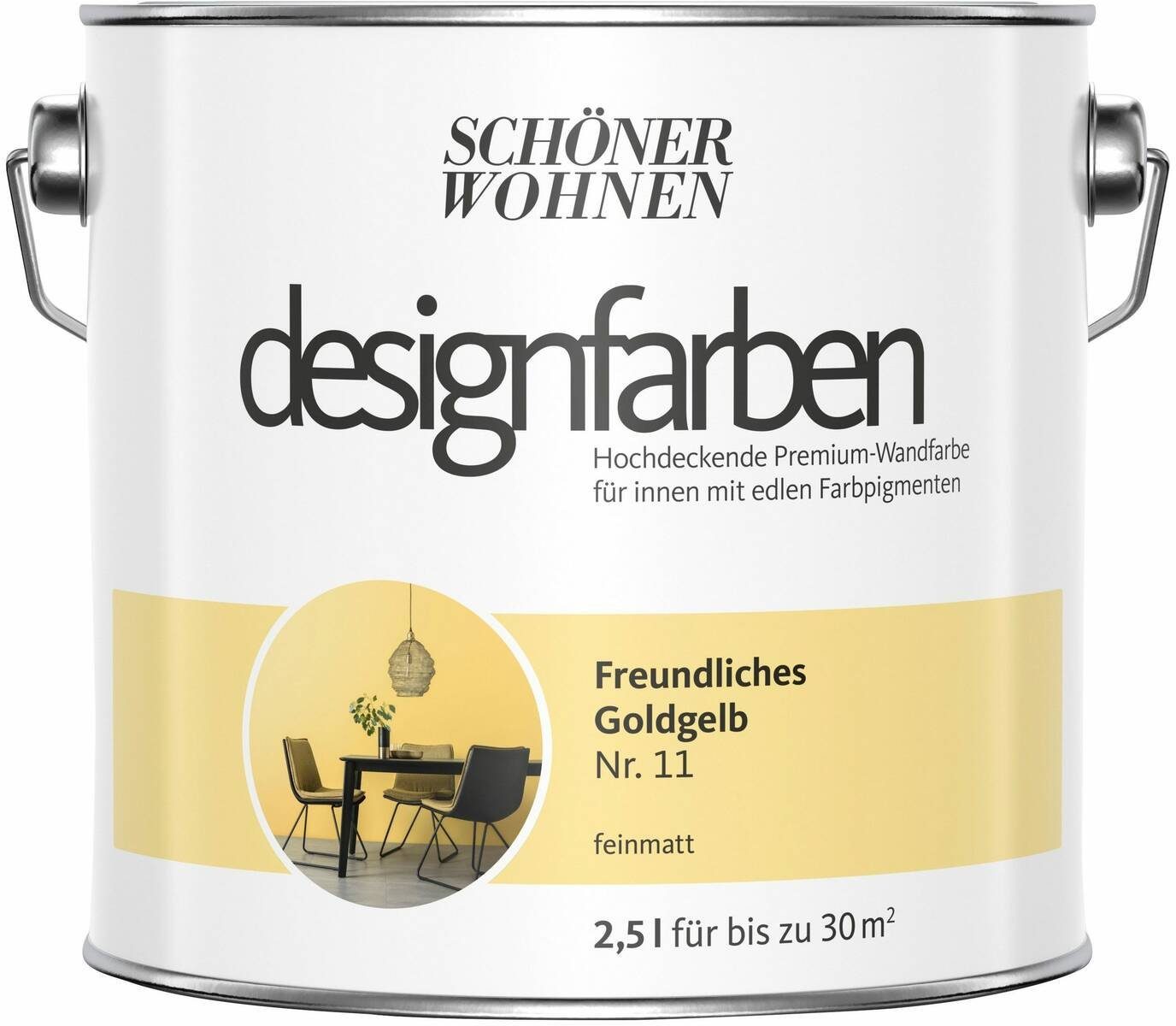 SCHÖNER WOHNEN FARBE Wand- und Deckenfarbe Freundliches Goldgelb Nr. 11, Tropf- und spritzgehemmt, Konservierungsmittelfrei