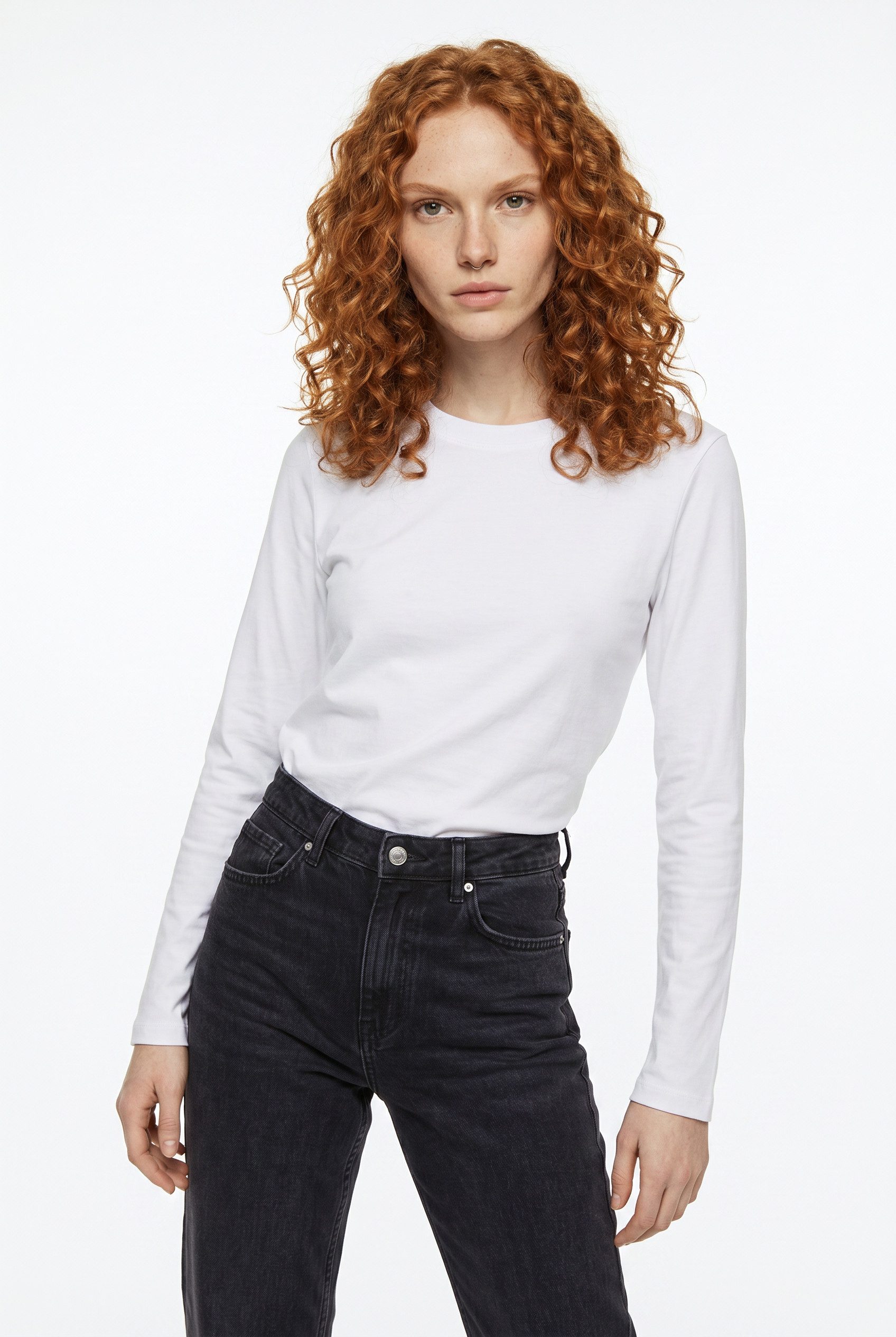 Vero Moda Langarmshirt VMPAULINA LS T-SHIRT GA JRS NOOS Baumwolle, regular fit