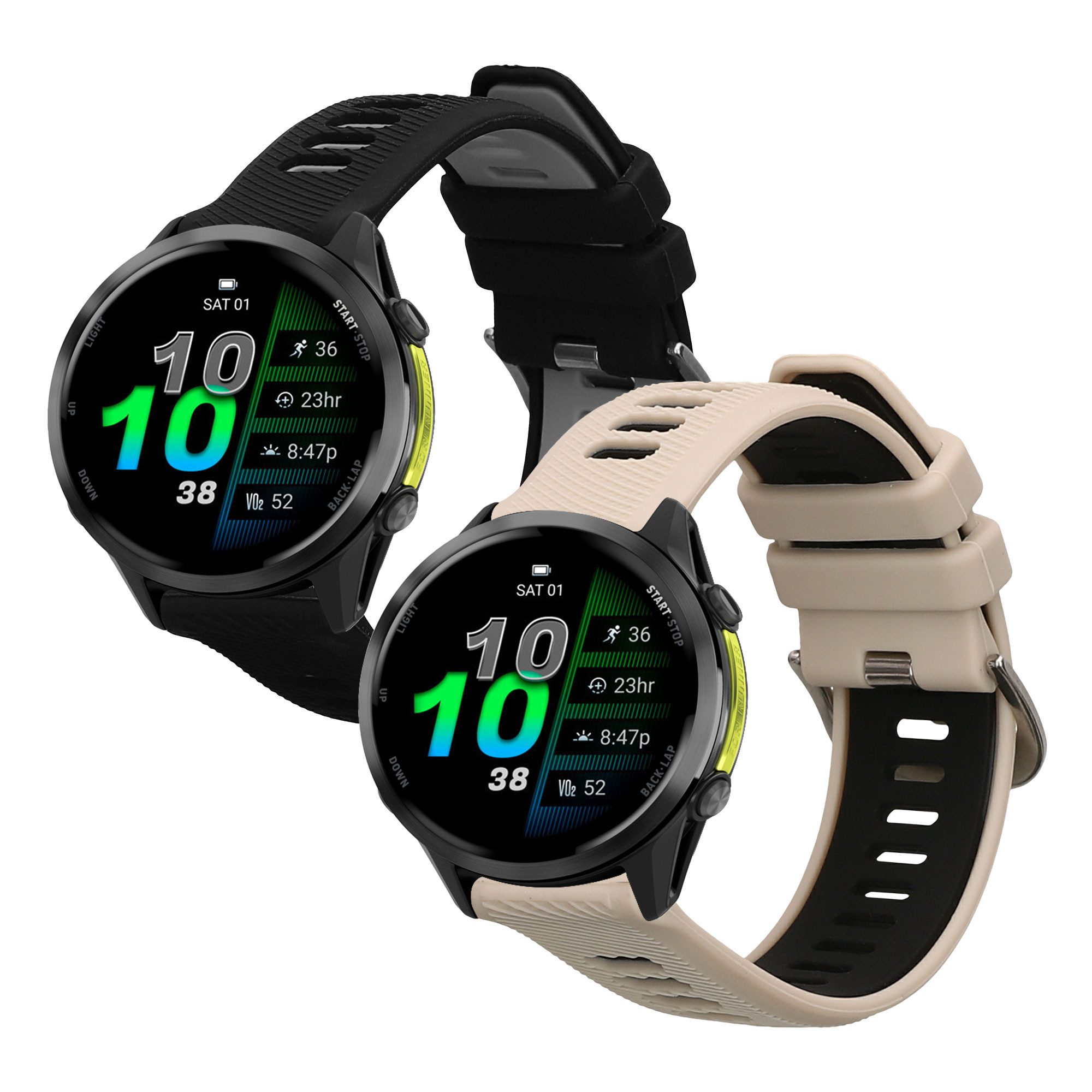 kwmobile Schutz-Set 2x Uhrenarmband für Garmin Forerunner 970 / Forerunner 570 47mm / Venu, Fitnesstracker Band Set aus TPU Silikon - Ersatzarmband Smartwatch