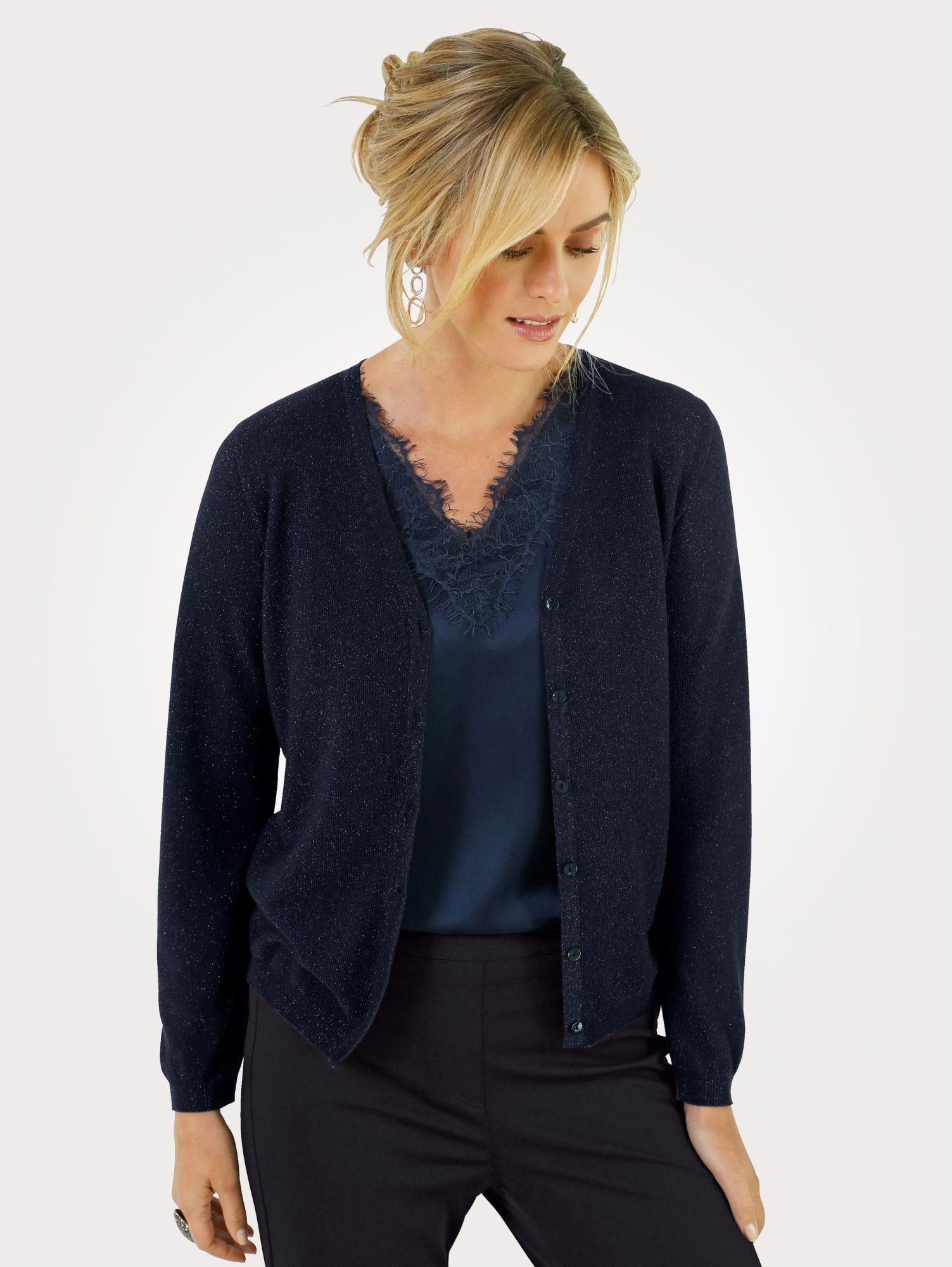 Glanzgarn Mona Mit Strickcardigan Effektvollem Mona Mit Effektvollem Strickcardigan wZk8O0PXNn