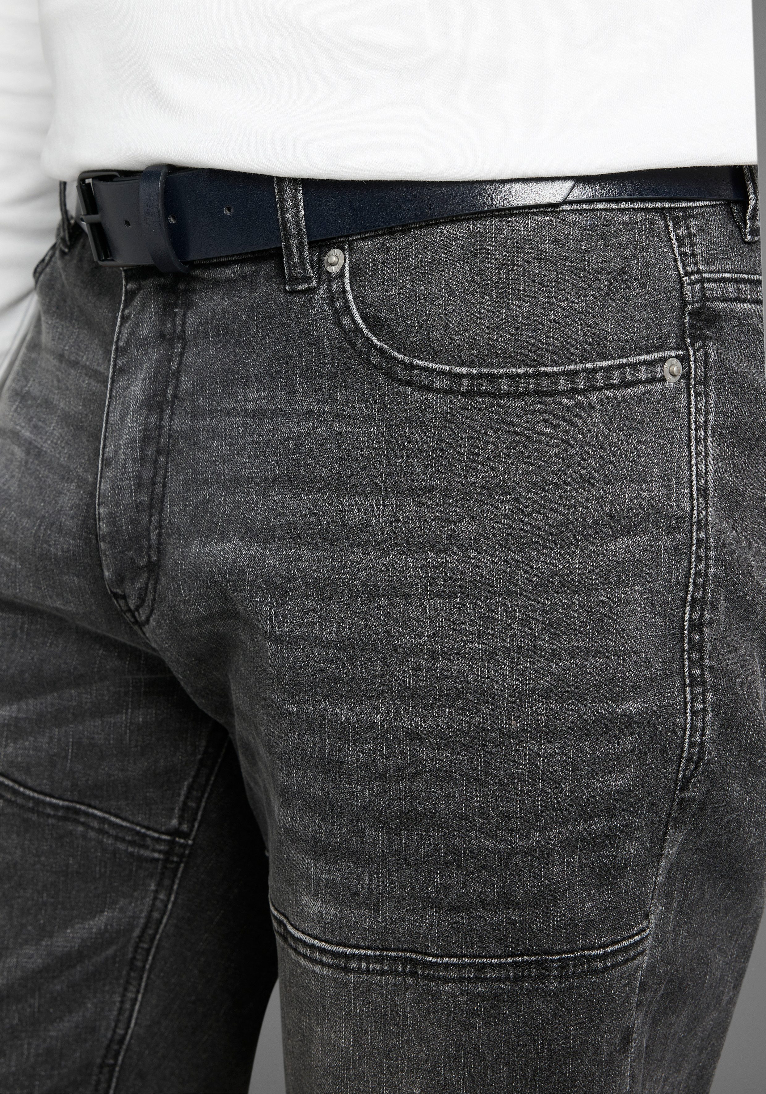 H.I.S Jeansbermudas HANTZ (Set, 2-tlg., mit abnehmbarem Gürtel) gerader Beinschnitt, Used-Look mit Abriebeffekten