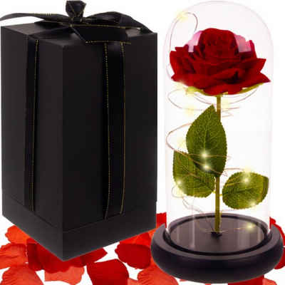 MALATEC LED Dekolicht Ewige Rose im Glas mit LED-Beleuchtung und Box, LED fest integriert, Dekoration, Ewige Rose, Hochwertig, Geschenk