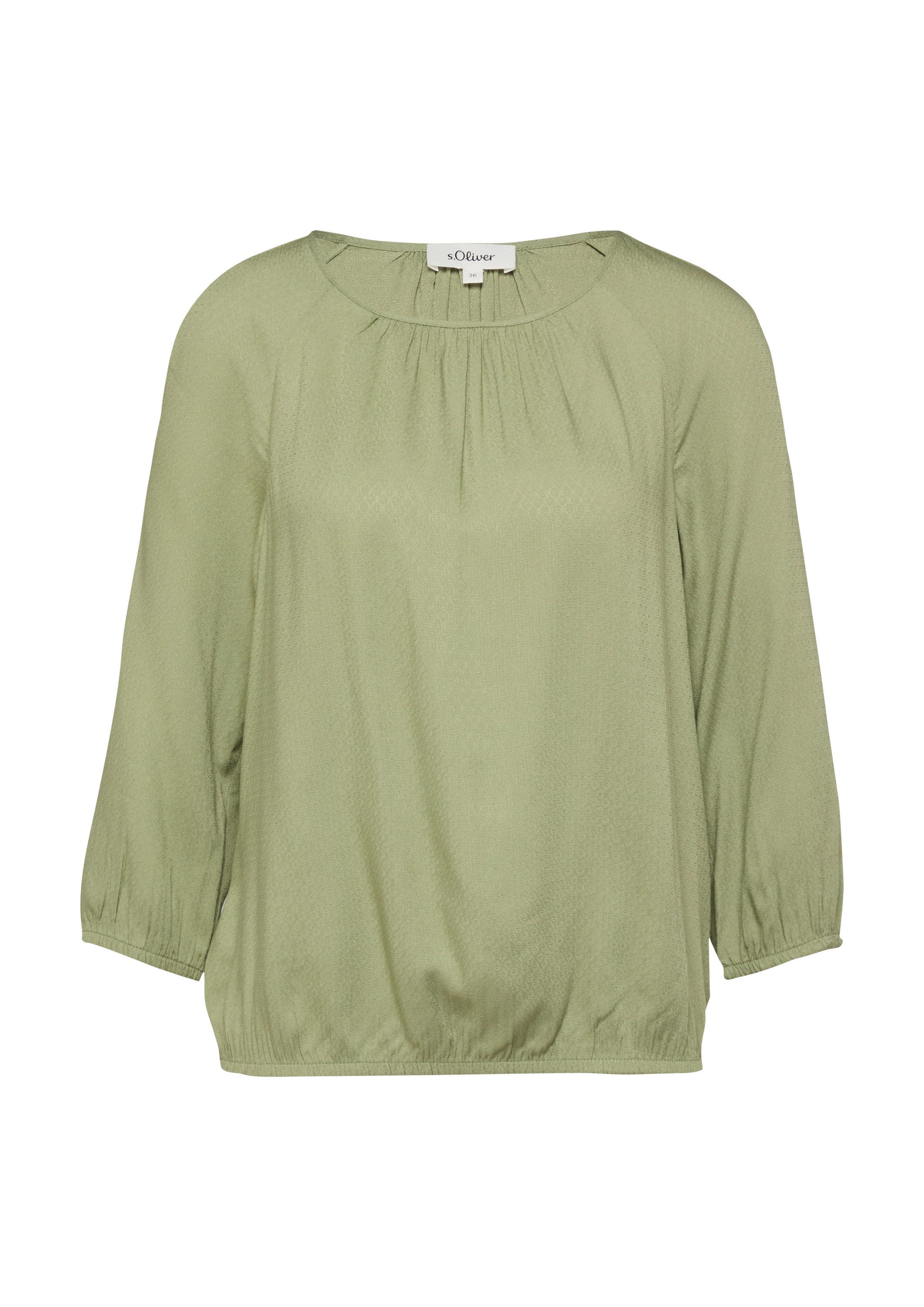 s.Oliver Kurzarmbluse Bluse Strukturierte Viskose-Bluse mit Raff-Details
