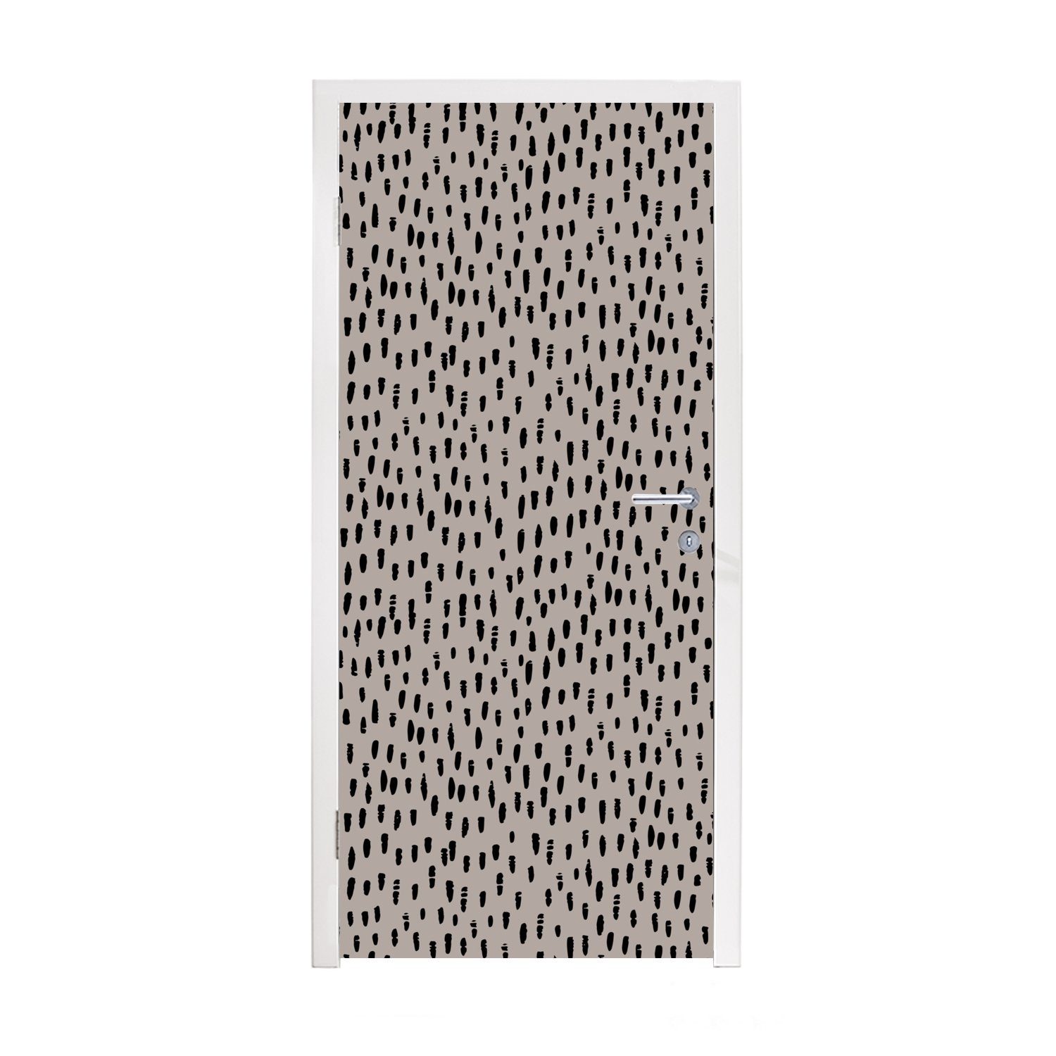 MuchoWow Türtapete Polka dots - Braun - Schwarz, Matt, bedruckt, (1 St), Fototapete für Tür, Türaufkleber, 75x205 cm