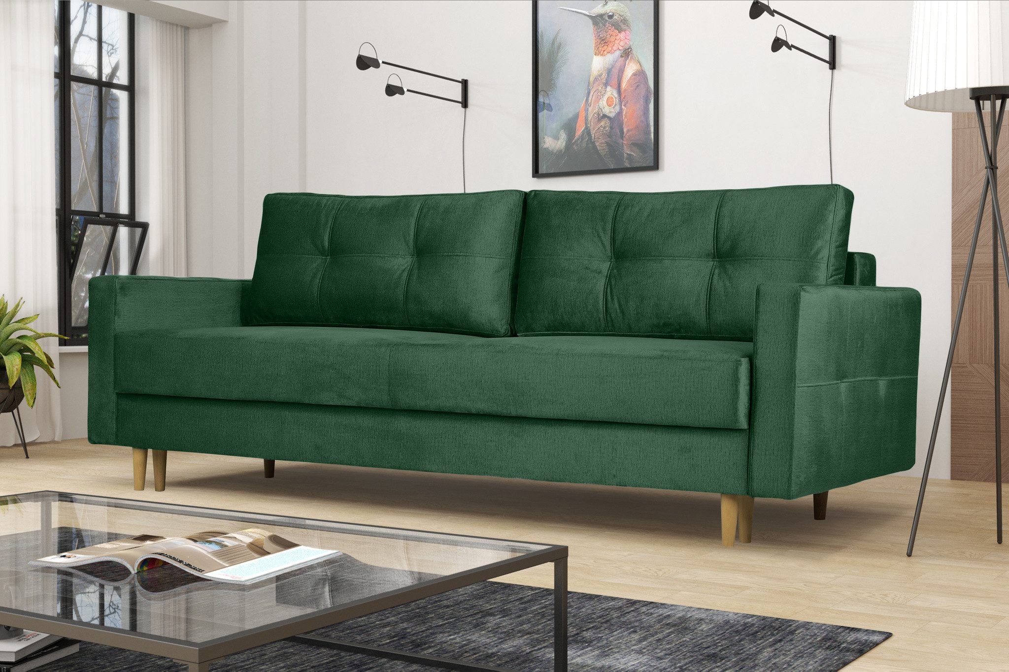 Kaiser Möbel Sofa Modernes Sofa Floro - 3-Sitzer mit Schlaffunktion