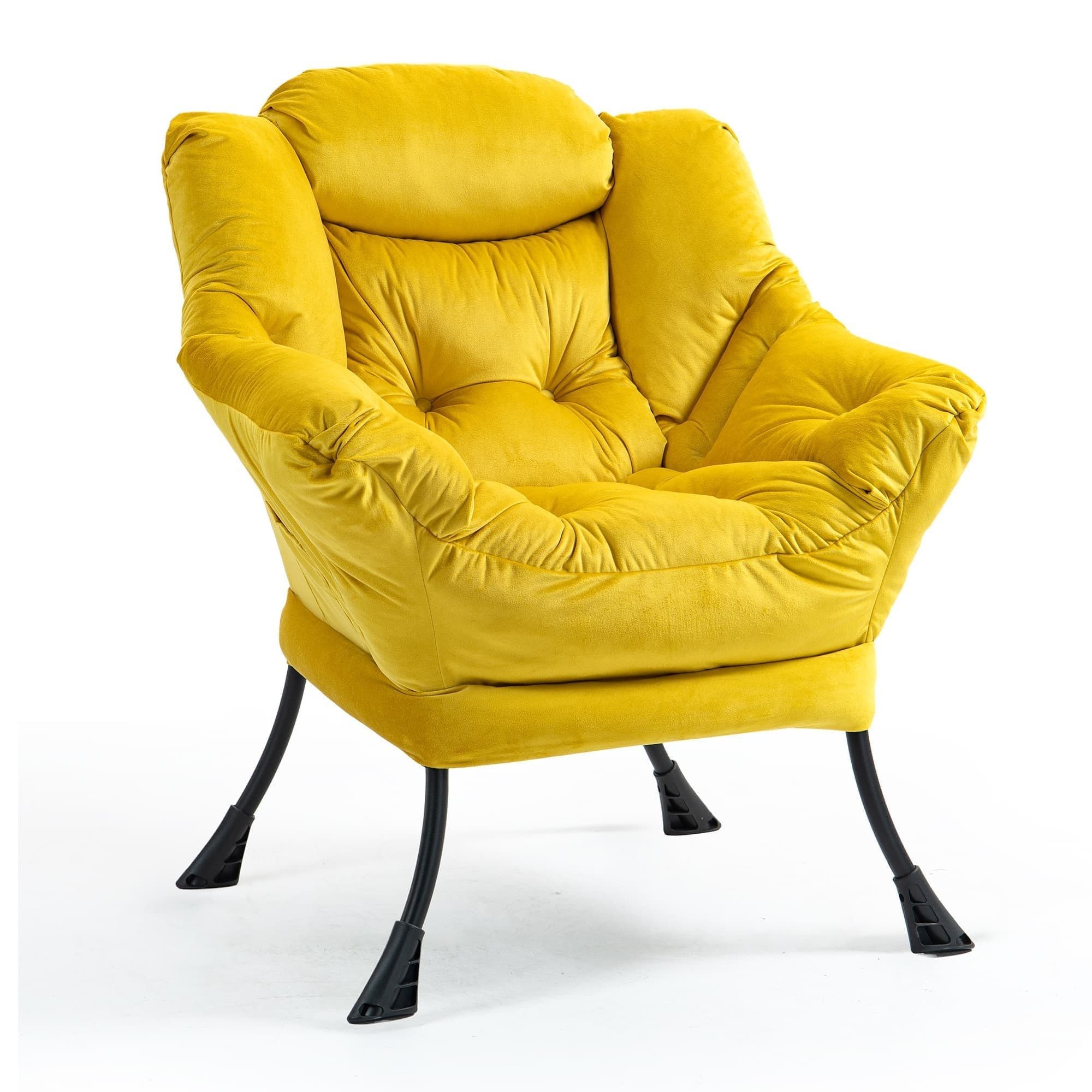 ANYSUN Loungesessel Relaxsessel aus Samt mit Nackenstütze, ergonomisch weich gepolstert (Sessel mit optionalem Fußhocker, Relaxsessel), Kompakter Relaxsessel 75 x 80 x 85 cm, wahlweise mit Fußhocker