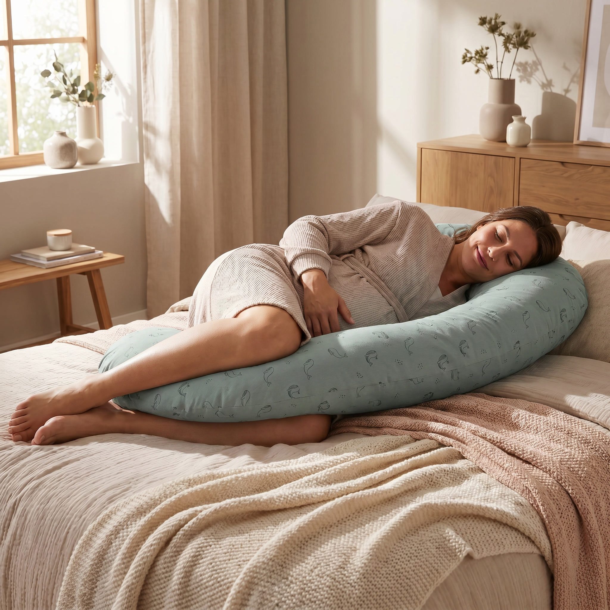Fillikid Stillkissen mit abnehmbarem Bezug aus Baumwolle, 190 cm, für Schwangerschaft und Stillzeit, Made in Europe – Bild 3 von 5