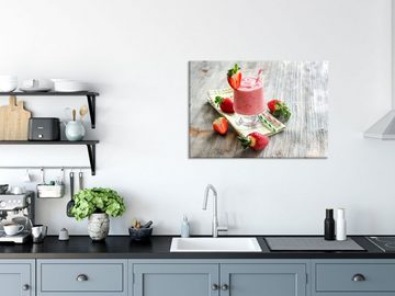 Pixxprint Glasbild Köstlicher Erdbeershake, Köstlicher Erdbeershake (1 St), Glasbild aus Echtglas, inkl. Aufhängungen und Abstandshalter