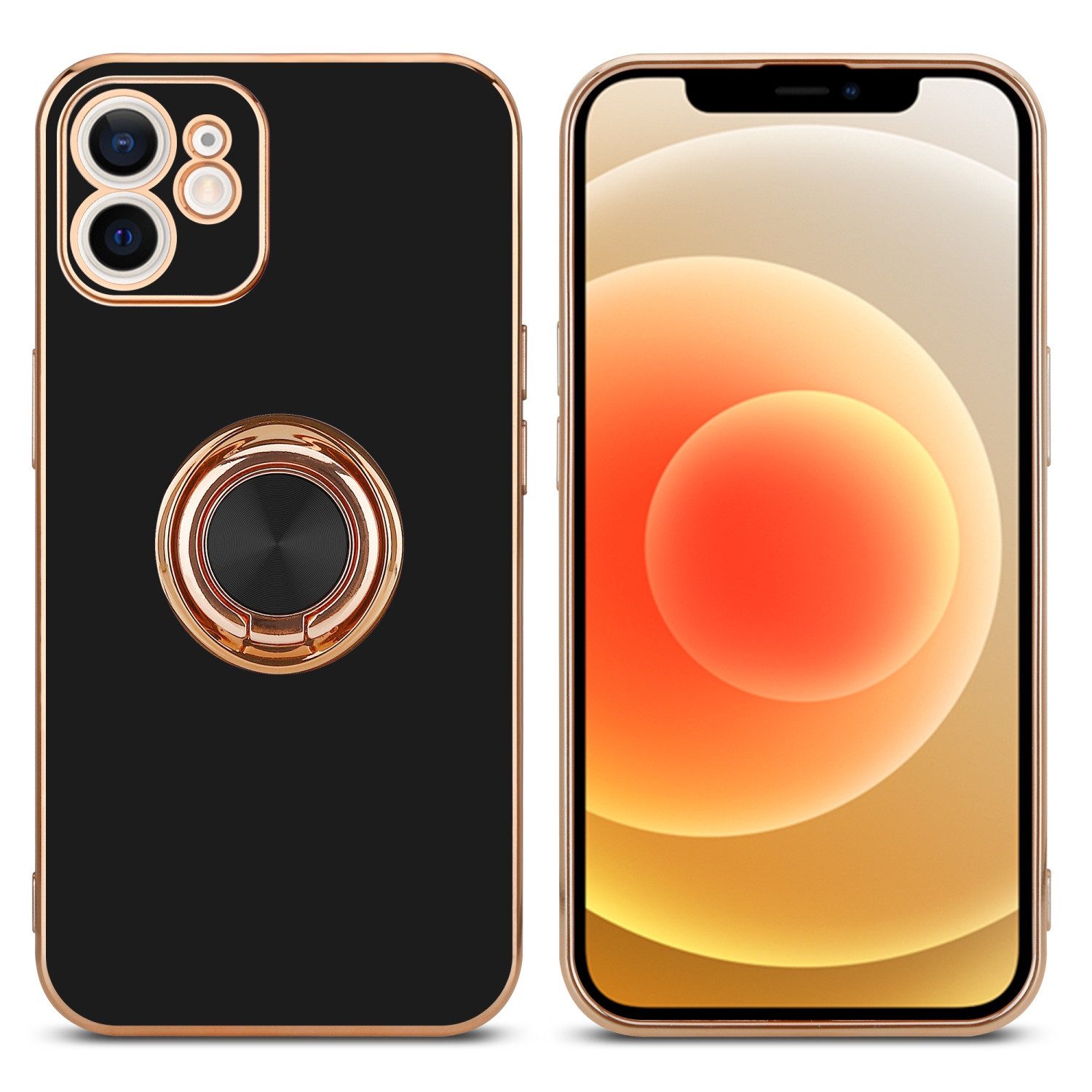 Cadorabo Handyhülle für iPhone 11 Hülle Apple iPhone 11, Schutzhülle - TPU Silikon Hülle - mit Kameraschutz und Ring