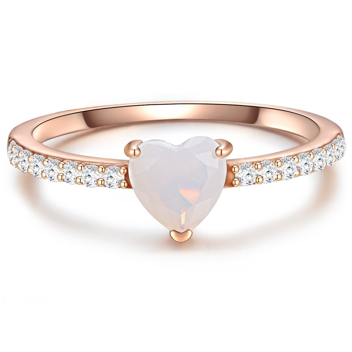 Glanzstücke München Silberring roségold, Ring Sterling Silber roségold Mondstein (synth) Zirkonia weiß