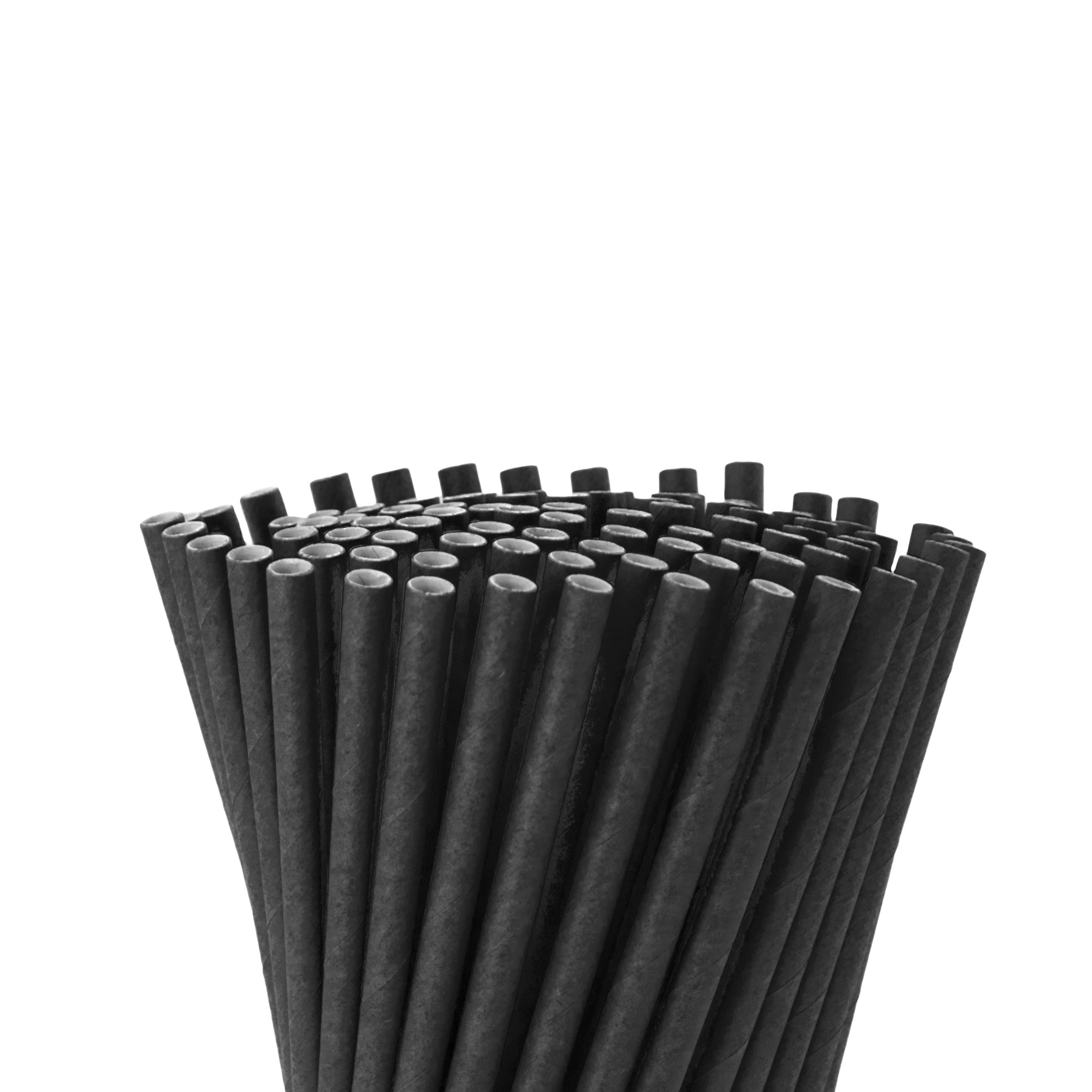 wisefood Trinkhalme Papier Strohhalme Ø 8 x 145 mm schwarz - Trinkhalm, (200-tlg)