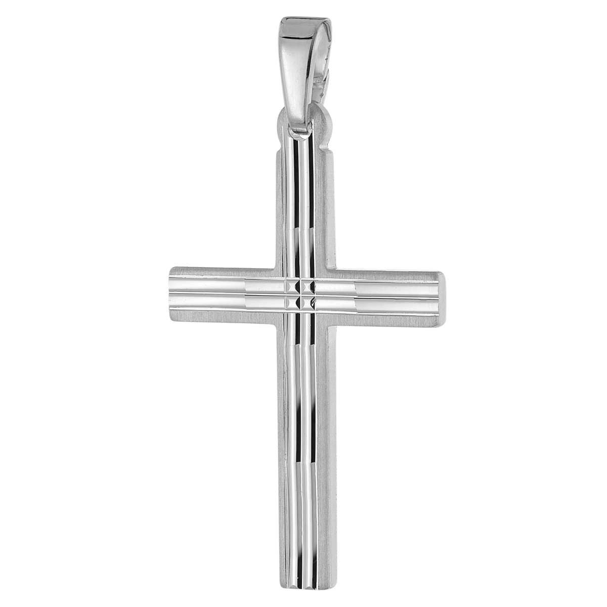 trendor Kreuzanhänger 21312, Kreuz-Anhänger 925 Silber Rhodiniert 24 mm für Damen und Herren