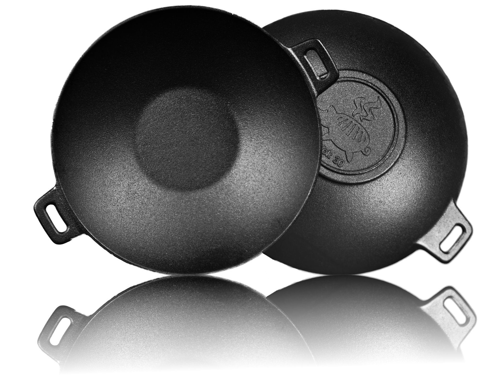 Grillschweine Grilltopf Grillschweine Wok - Größe: 30cm, Gusseisen (1-tlg)