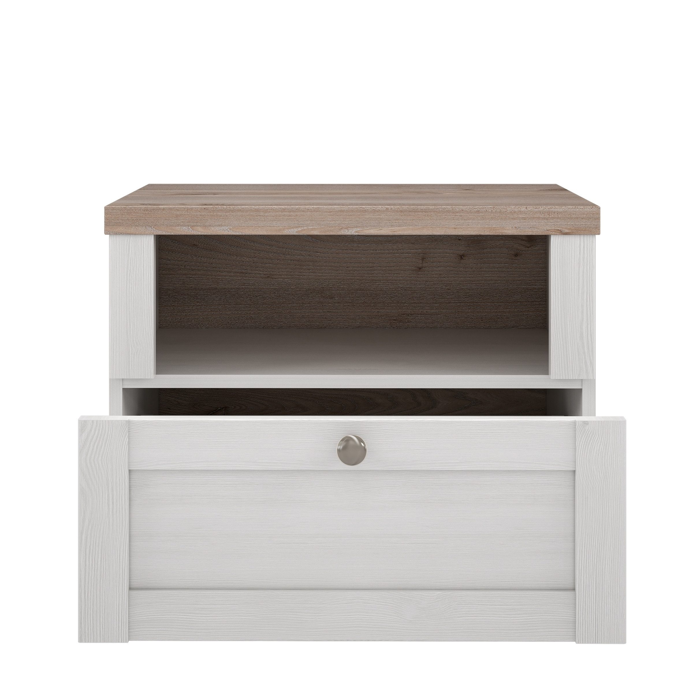 freiraum Nachtkonsole ILOPPA, 1 Fach, 1 Schub, Schnee Eiche / Nelson Eiche - 55,4x45x34,4cm (BxHxT)