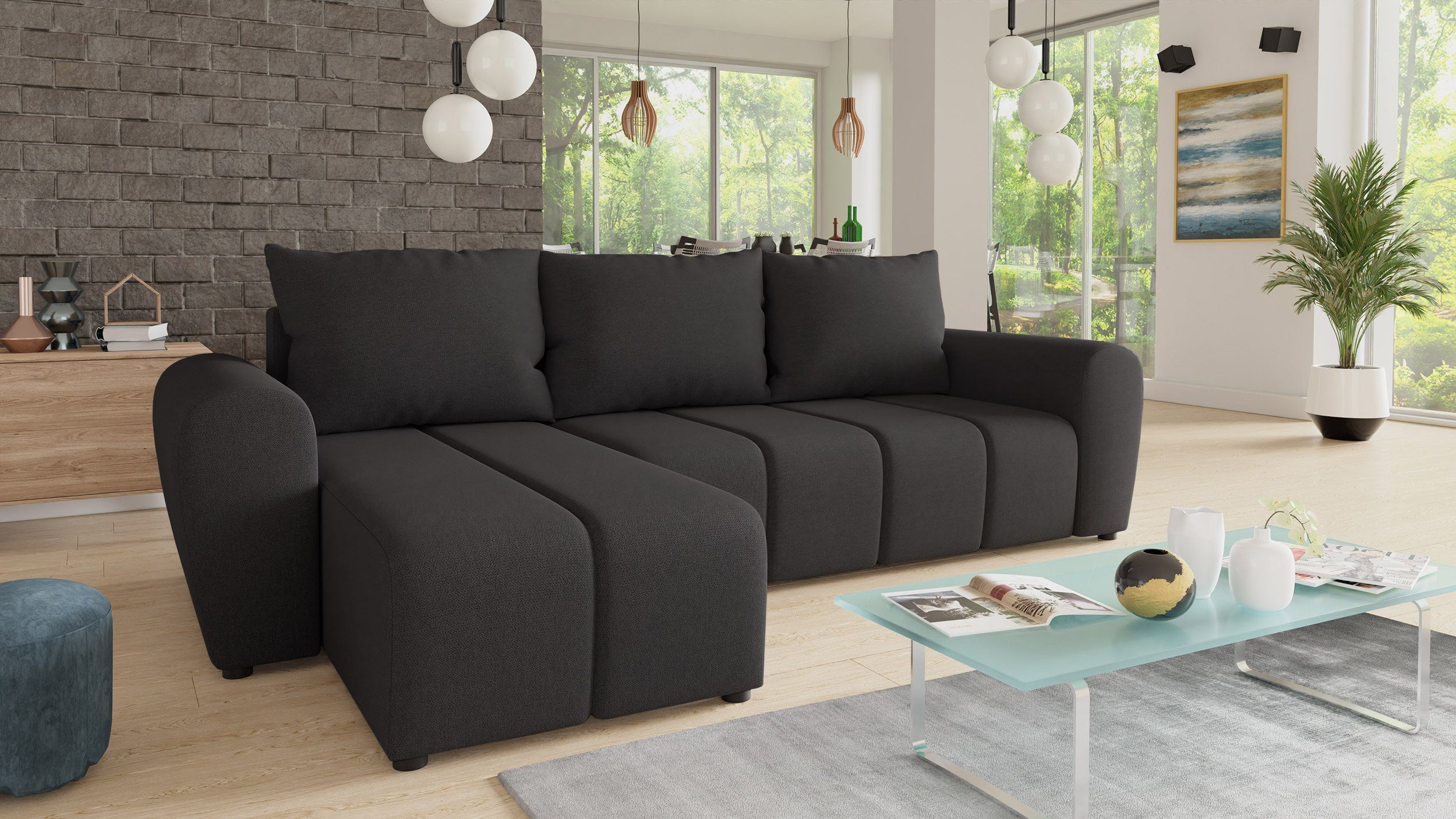 L-Form Schlafsofa, Schlaffunktion Ecksofa mit und Cleo Sofnet 100 mane Bettkasten, Soro L, Universal Couch,