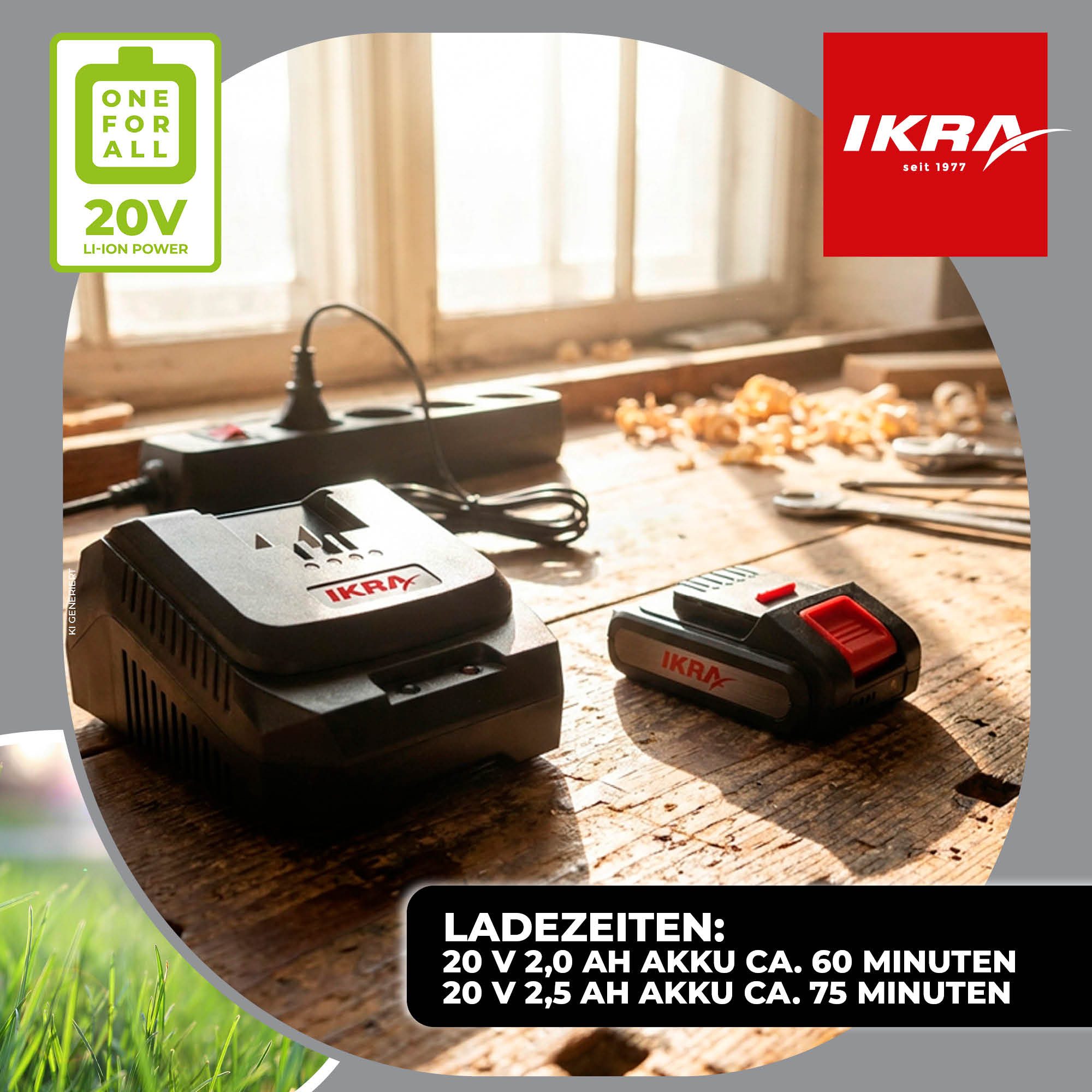 ikra GmbH 20V-Schnellladegerät Batterie-Ladegerät (Packung, Schnellladegerät)