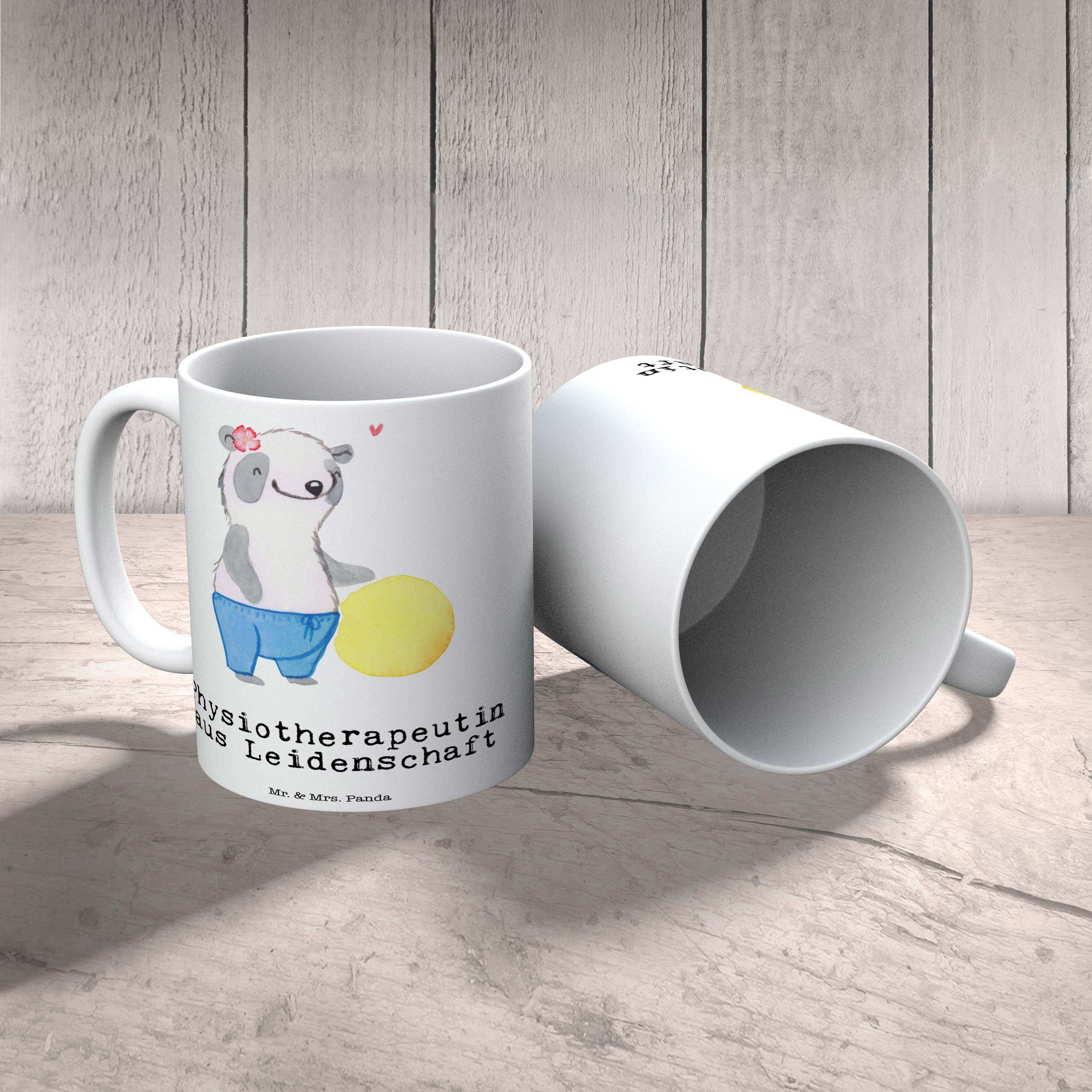 Mr. & Mrs. Panda Tasse Weiß T, Leidenschaft Keramik - aus Geschenk, Physiotherapeutin Kaffeebecher, 