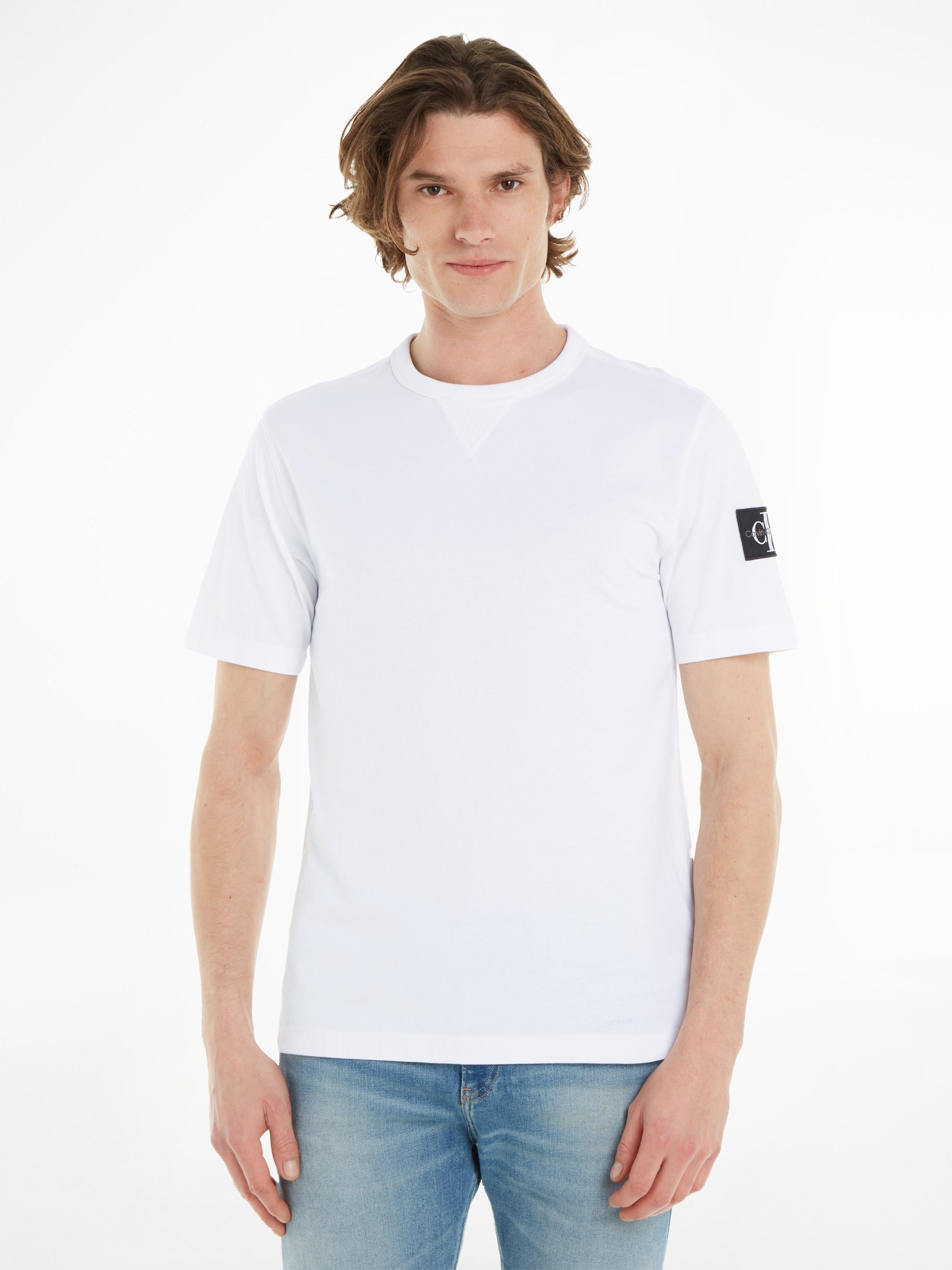 T-Shirt weiß TEE REGULAR Jeans Klein Calvin BADGE