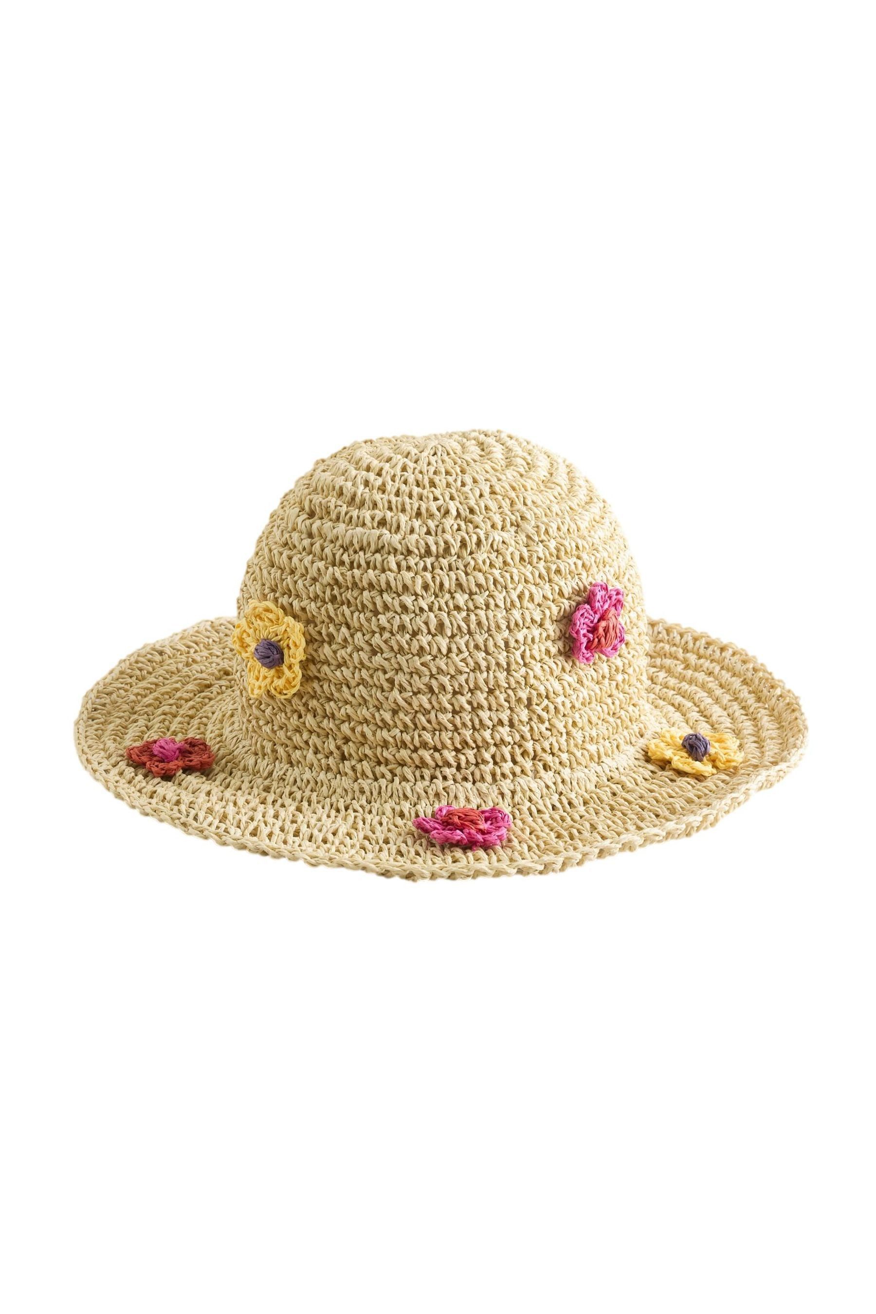 Sonnenhut Strohhut mit Blumen-Print