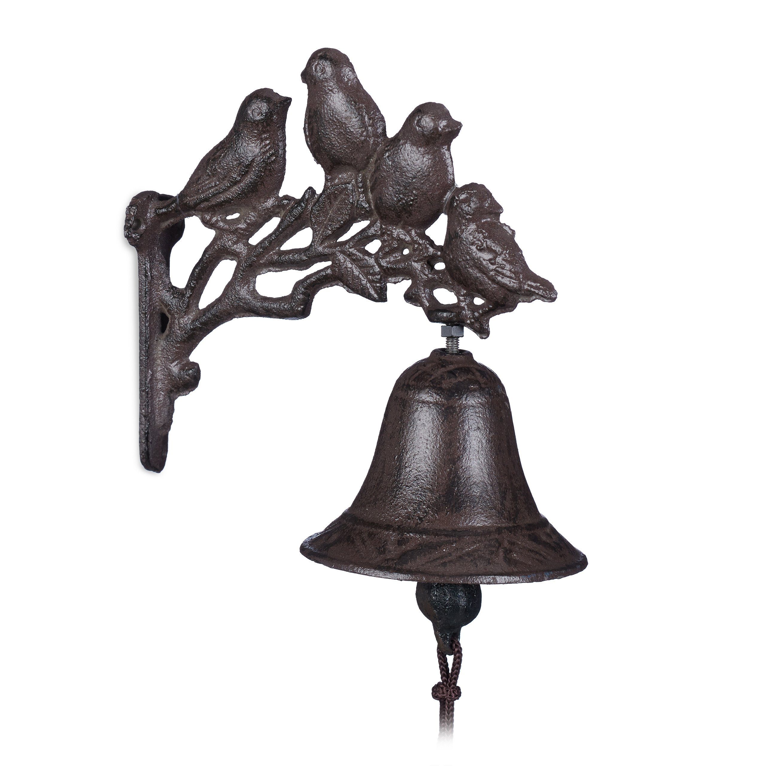 relaxdays Dekoobjekt 2 x Türglocke Gusseisen Vögel (Set, 2 St., 2er-Set)