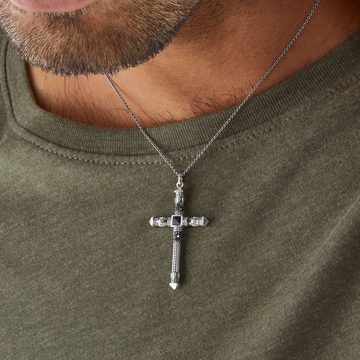 THOMAS SABO Kette mit Anhänger Kreuz mit Onyx und schwarzen Zirkonia