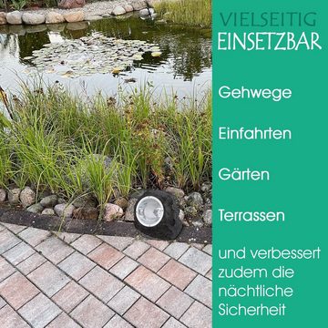 bmf-versand LED Solarleuchte Solarlampe Garten Stein Optik 3er Set Deko Solarlampe Außen mit