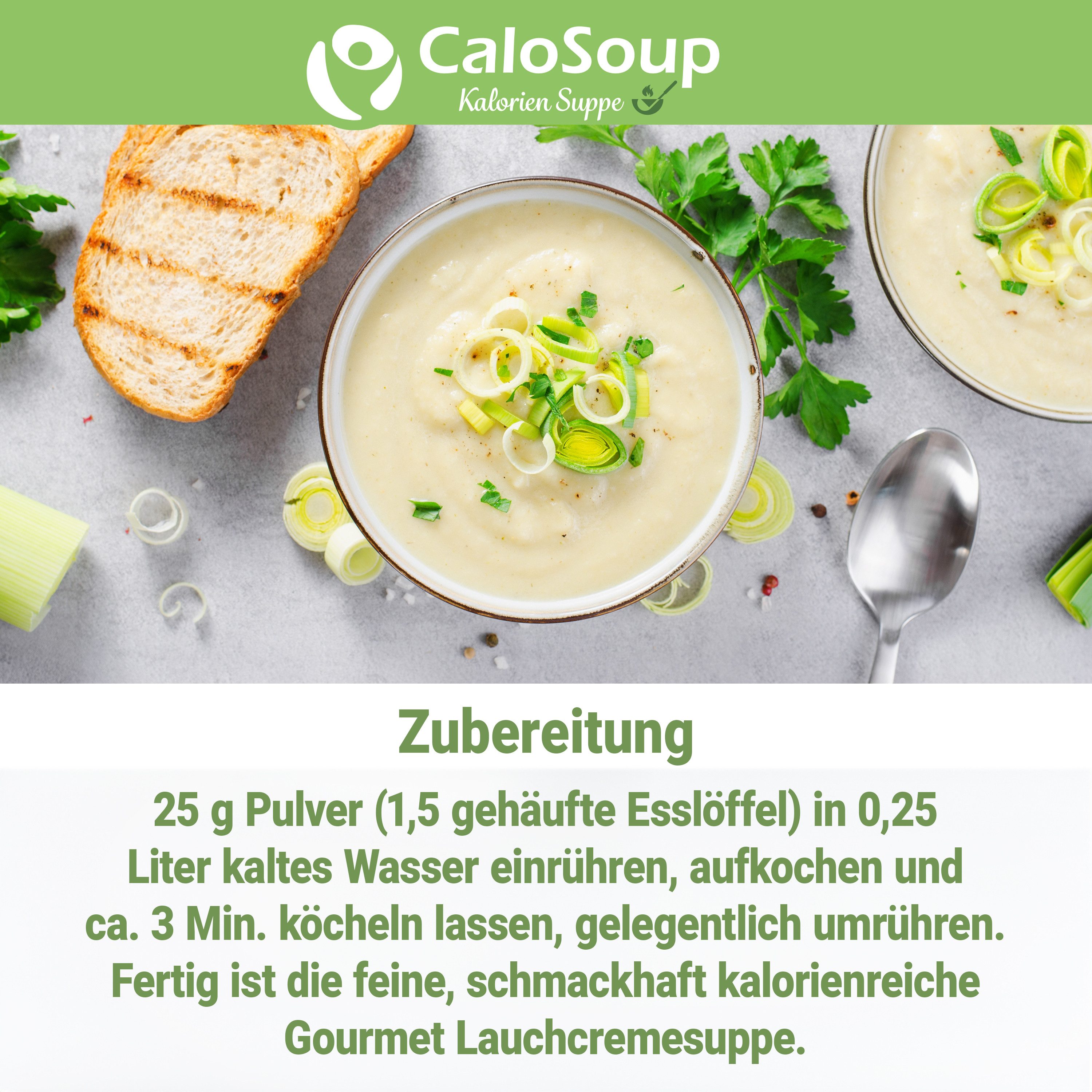CaloVital Zunehmen durch Kartoffel- oder Lauchcremesuppe hochkalorische Suppen Pulver, 500 g
