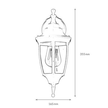 Licht-Erlebnisse Außen-Wandleuchte LYON, ohne Leuchtmittel, Außen Wandlampe Rustikal Aluminium Glas IP44 Weiß Laterne Garten Haus